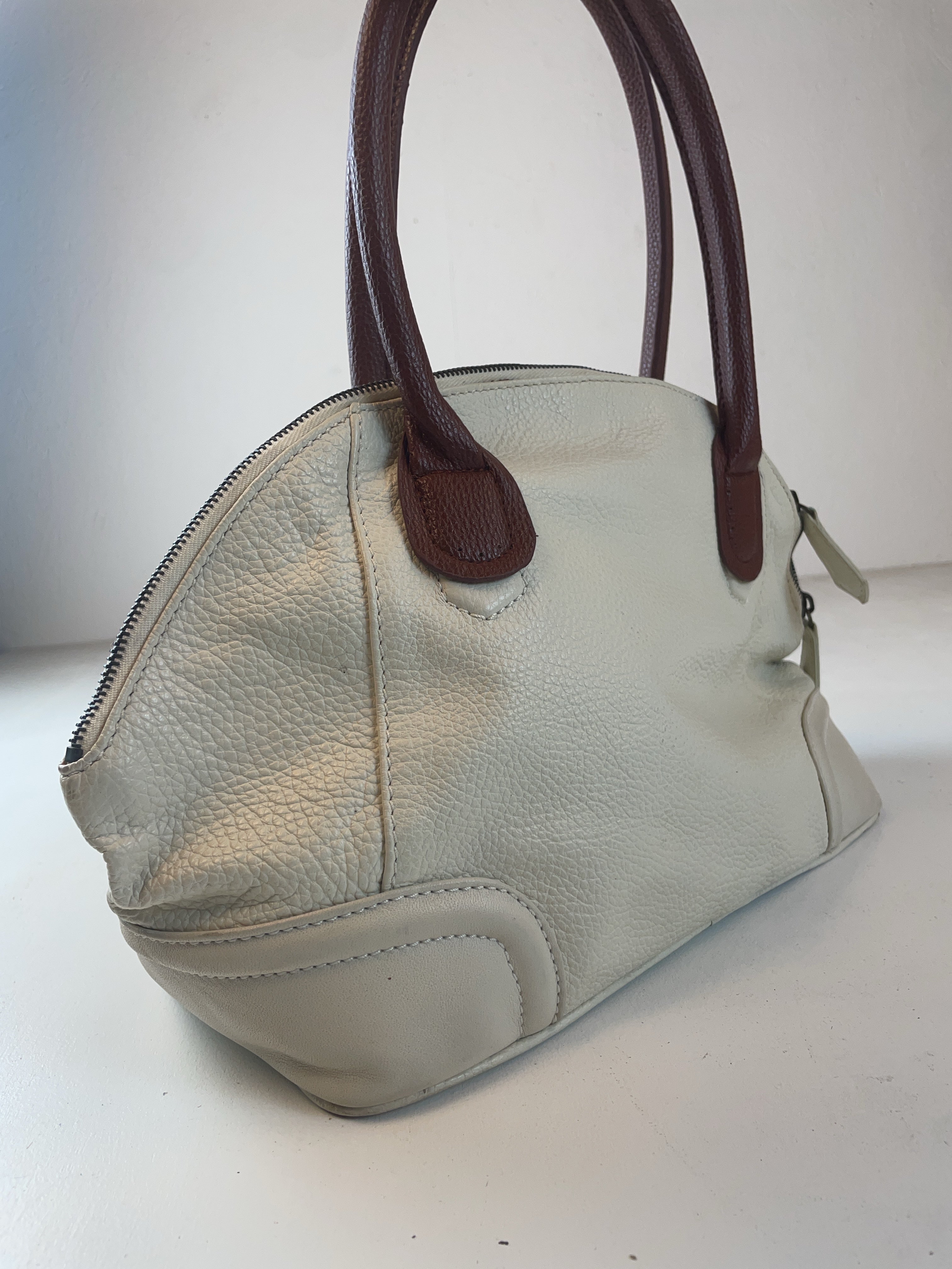Lederstruktur Bowling Tasche Weiß Y2k