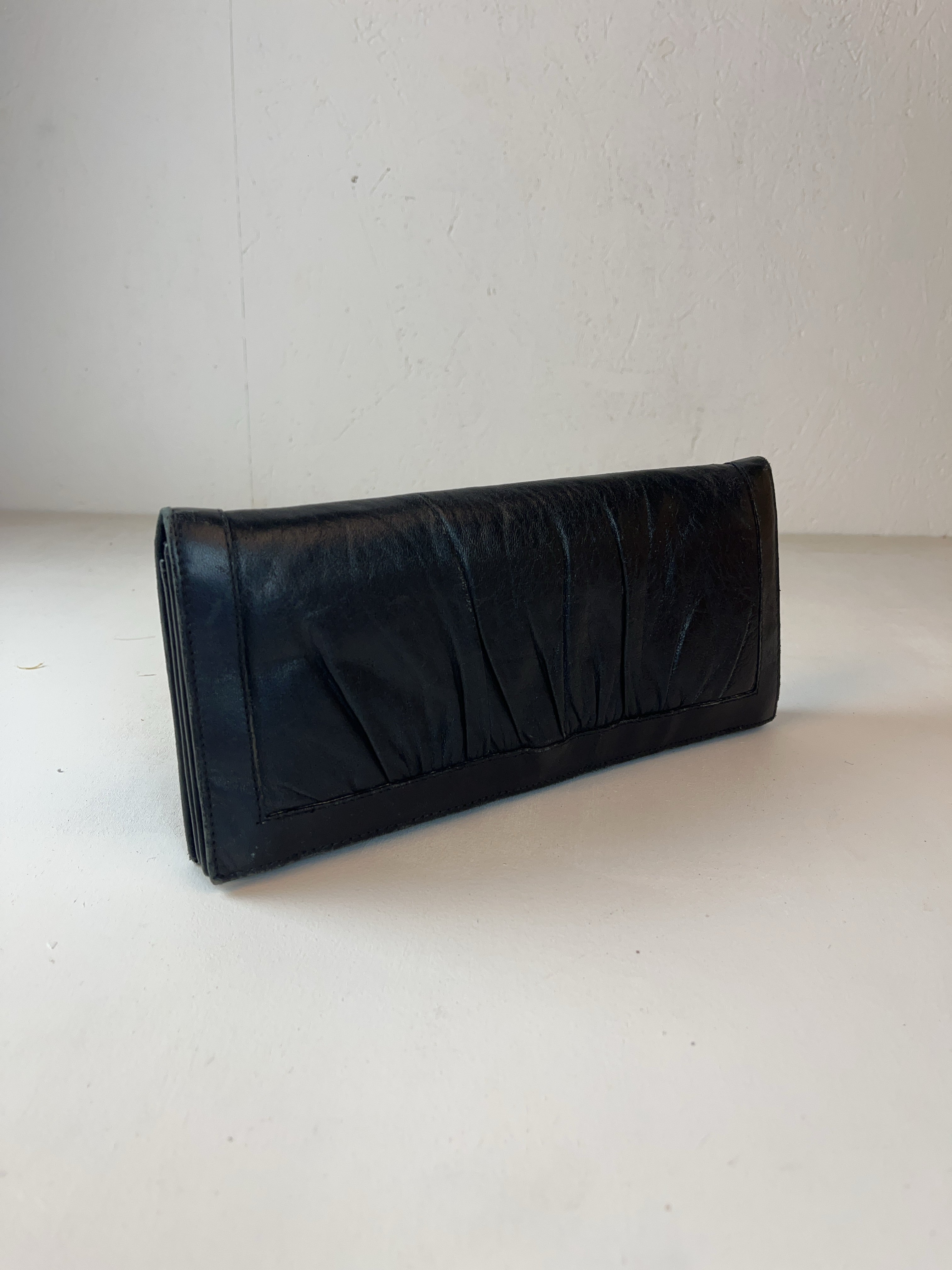 Leder Clutch Tasche Schwarz 80s