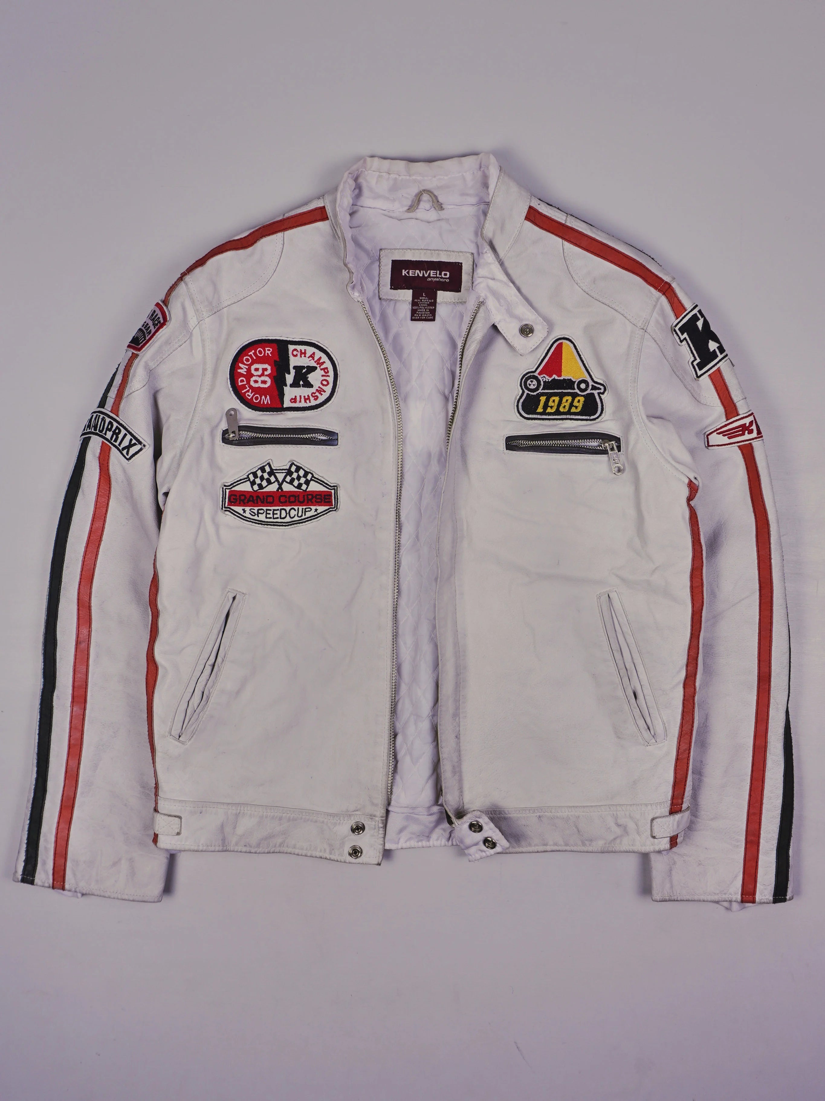 Vintage Kenvelo Racing Lederjacke (S)