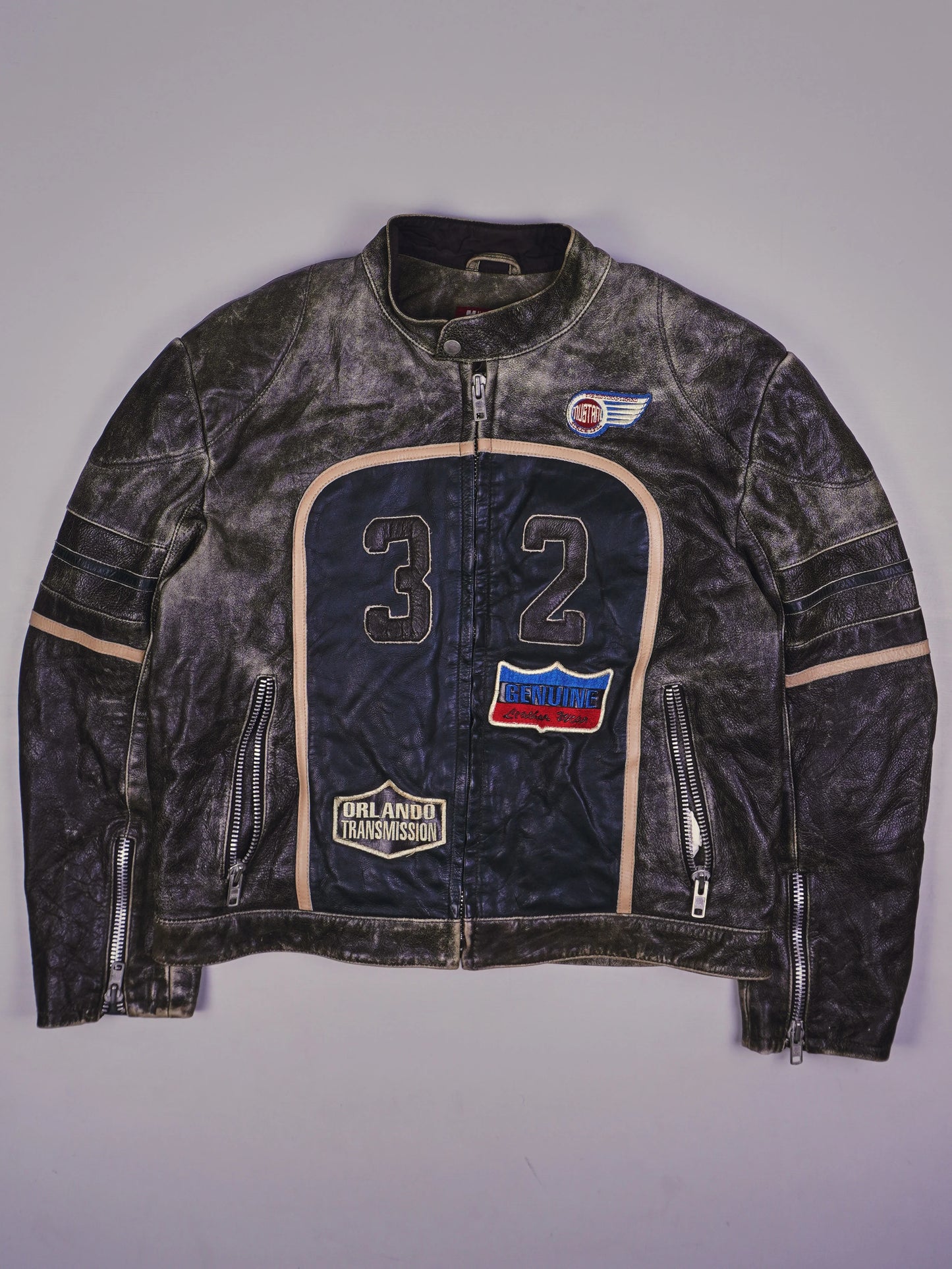 Vintage Mustang Racing Lederjacke (L)