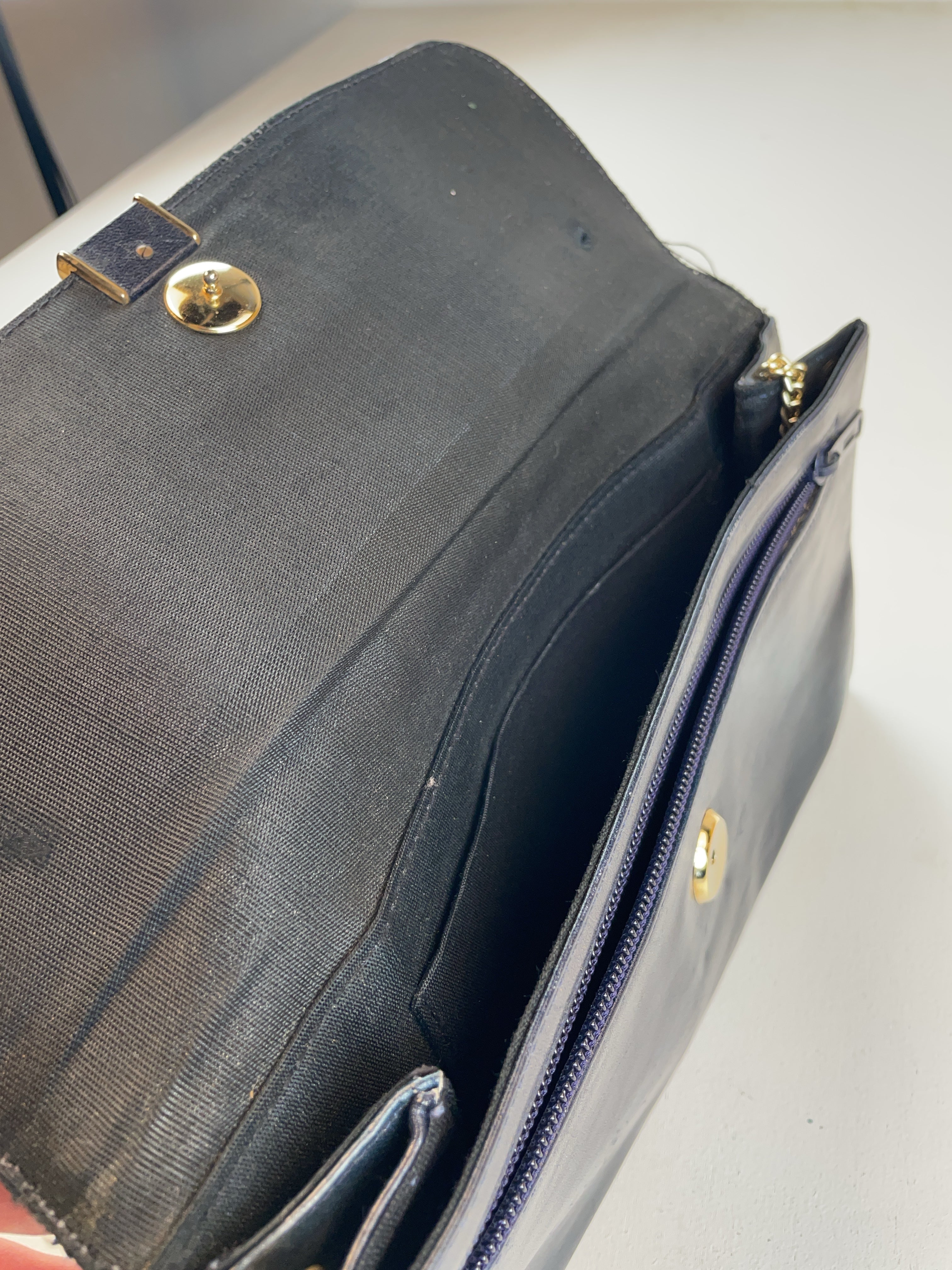 Leder Clutch Tasche Schwarz 80s