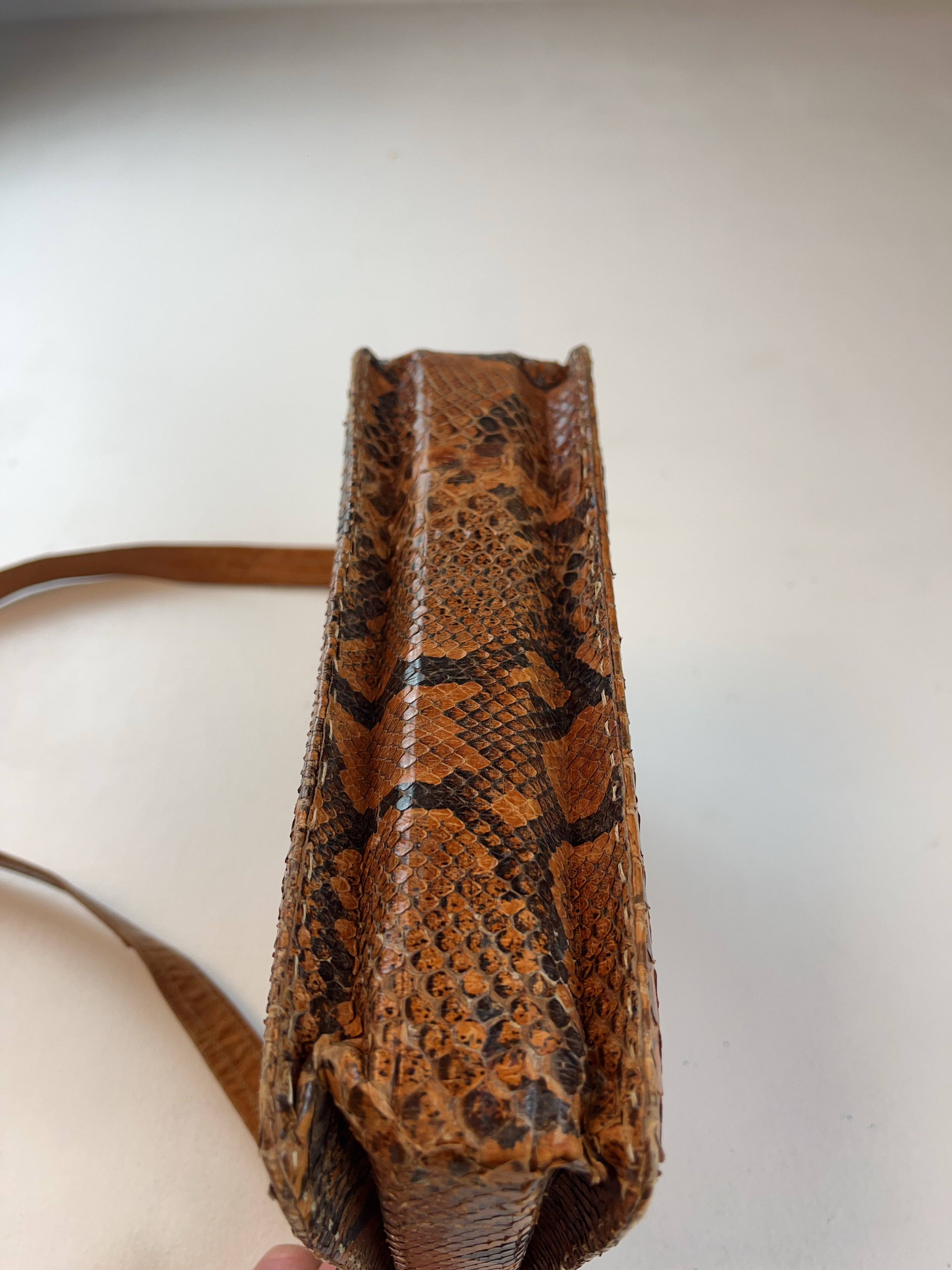 Vintage Schlangenleder Optik 80s 90s Shoulder Tasche Braun