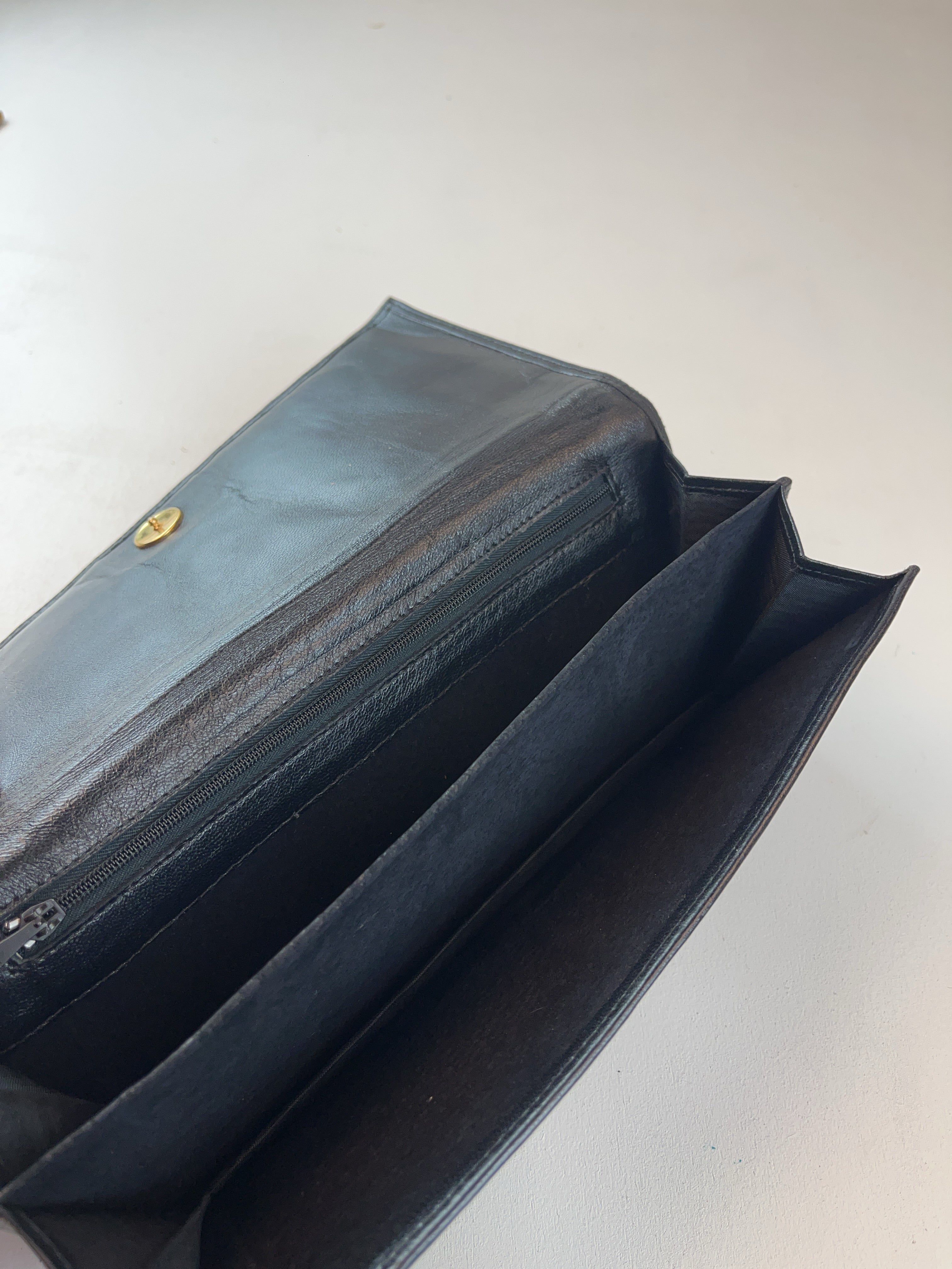 Leder Clutch Tasche Schwarz 80s