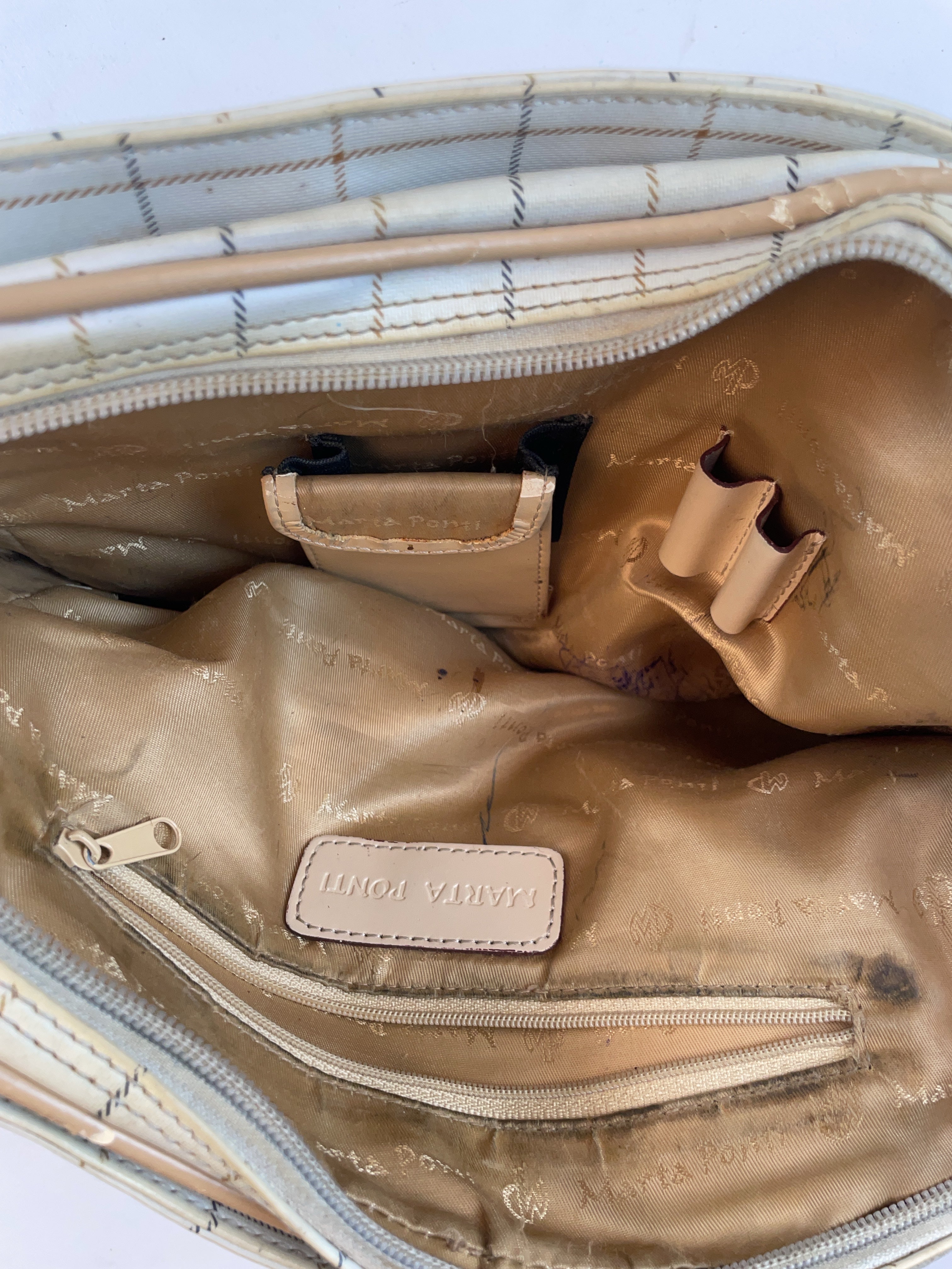 Y2K Karo Y2k Bowlingstyle Tasche Weiß