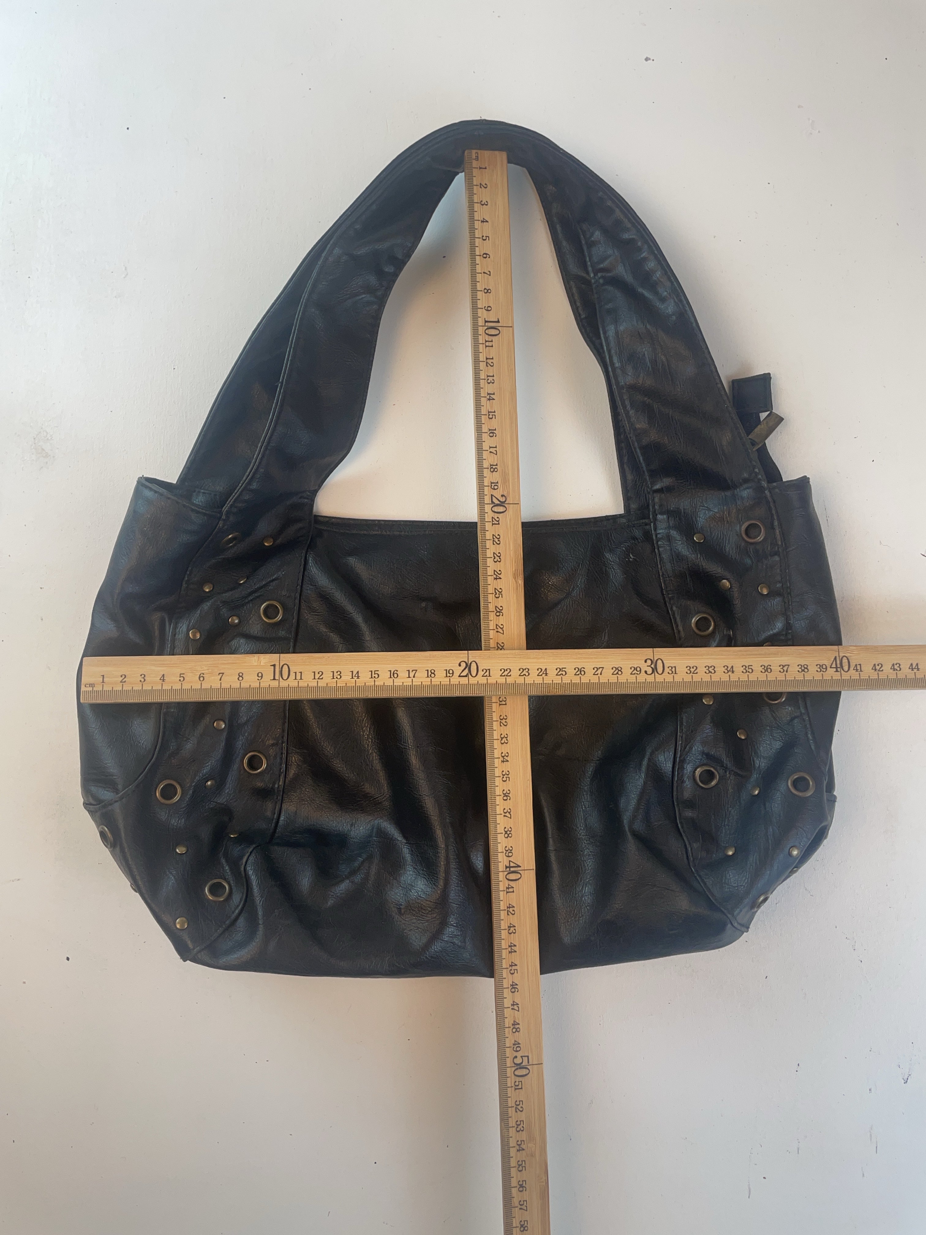 Lederlook Schulter Tasche Schwarz Y2k
