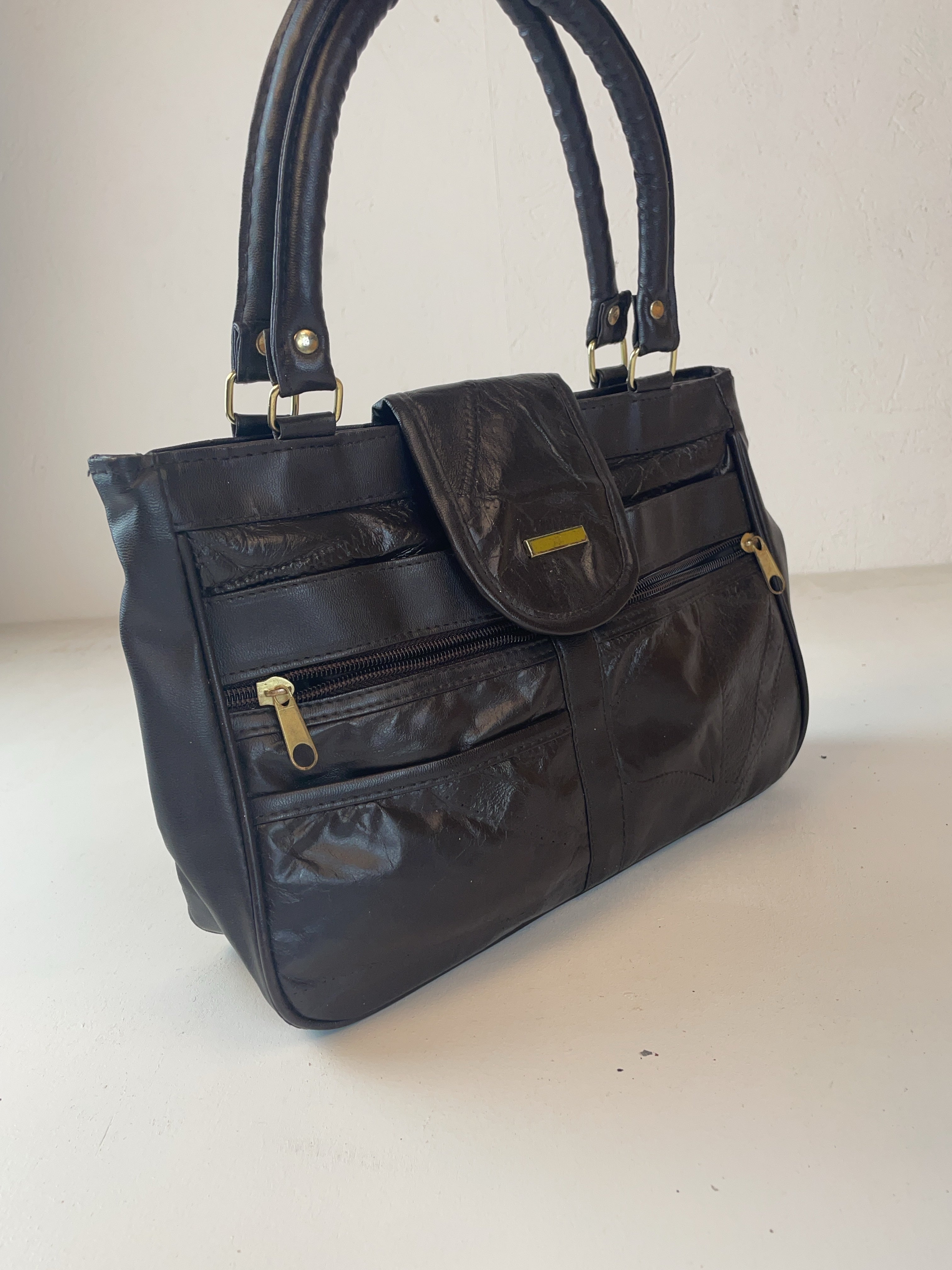 Patchwork Shoulder Tasche Braun Y2k