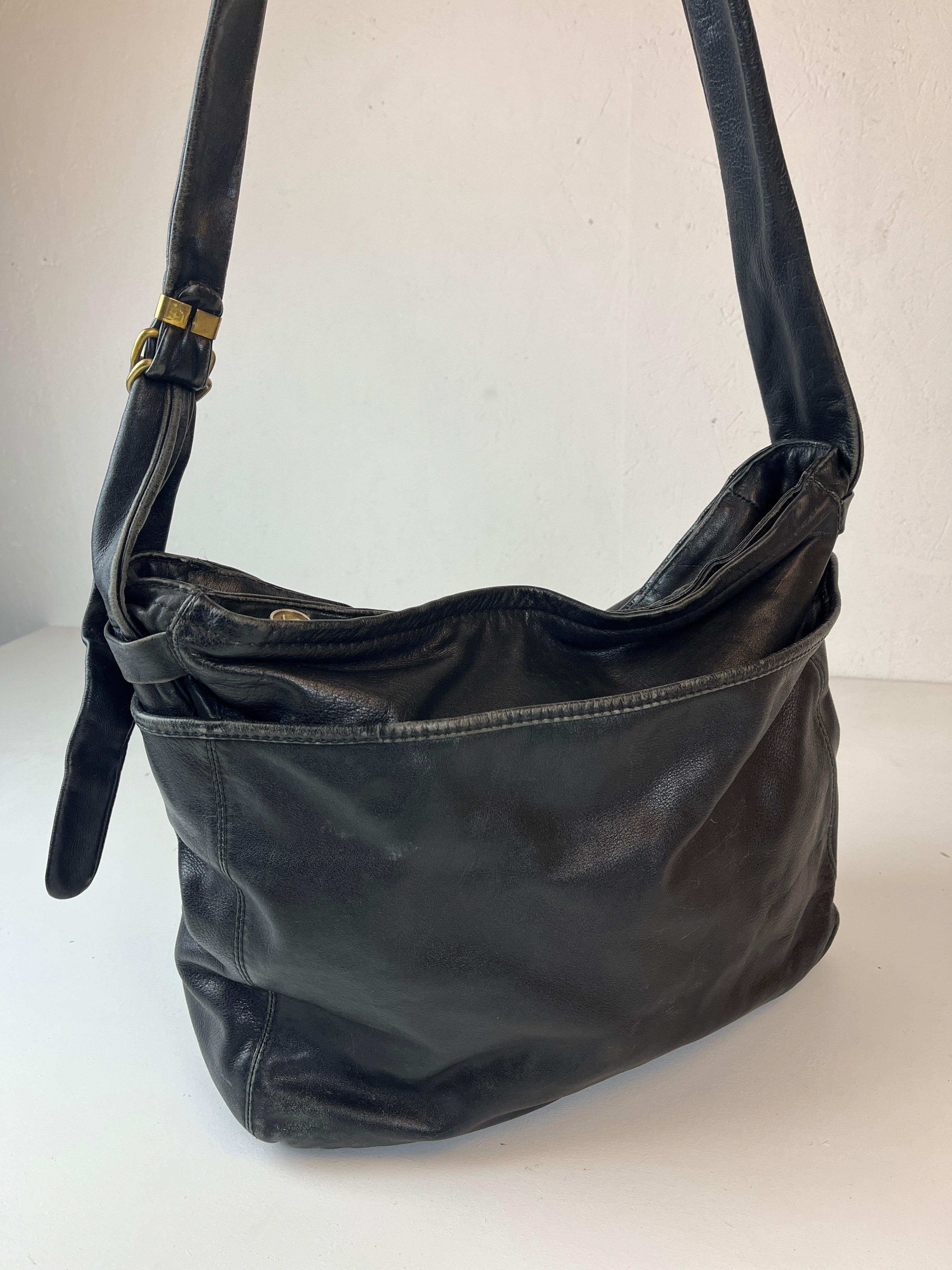 Vintage Leder Tasche Schwarz
