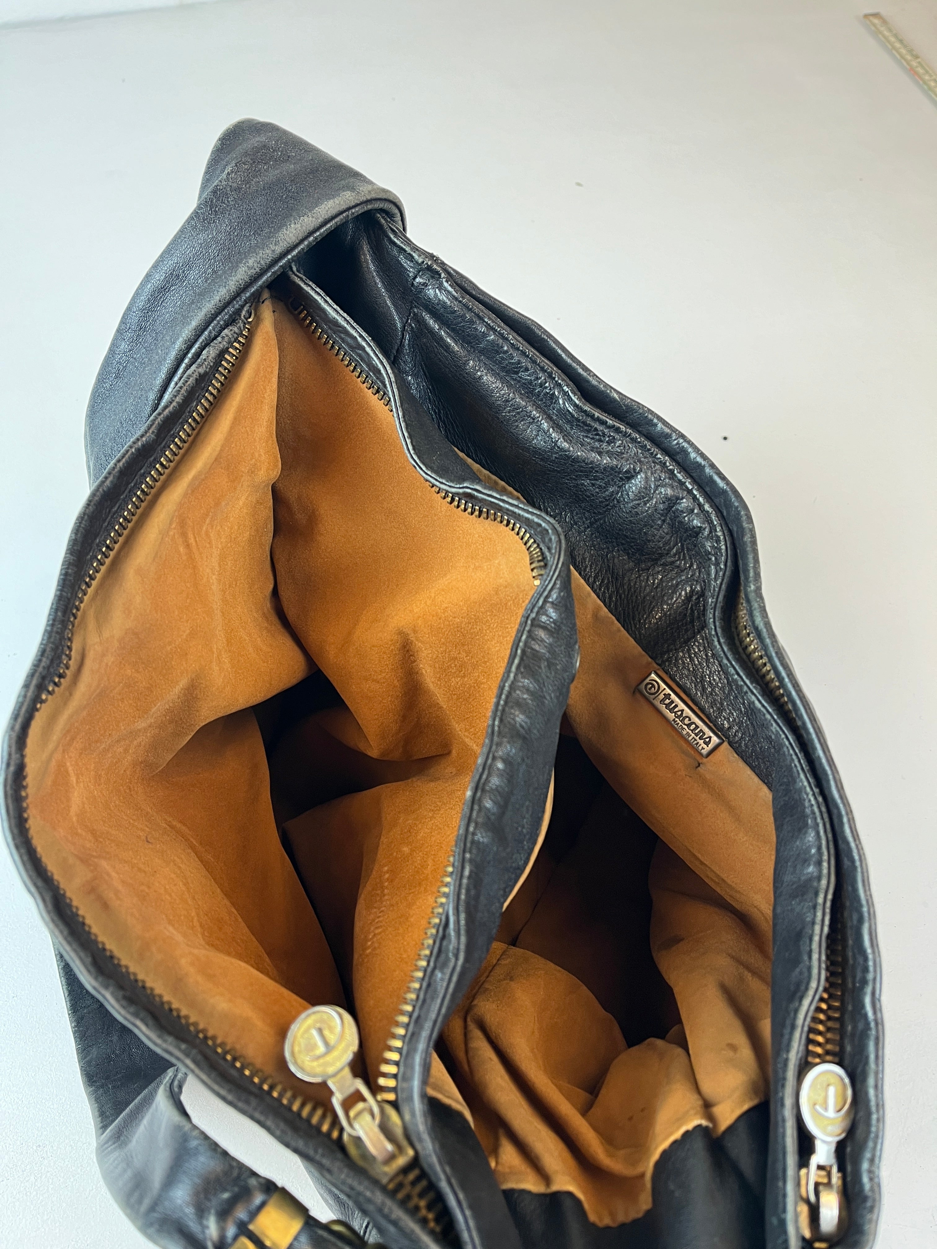 Vintage Leder Tasche Schwarz