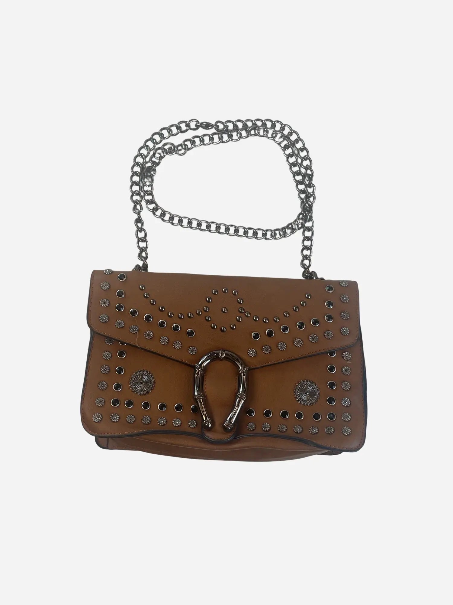 Nietenbesatz Schulter Tasche Braun Y2k