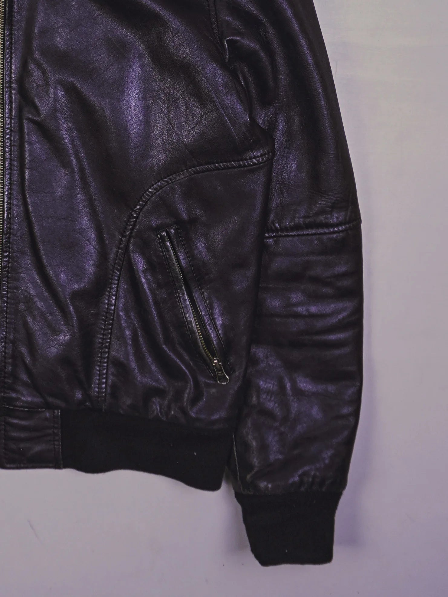 Vintage Kapuzen Lederjacke (M)