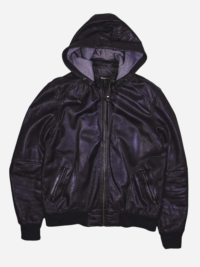 Vintage Kapuzen Lederjacke (M)