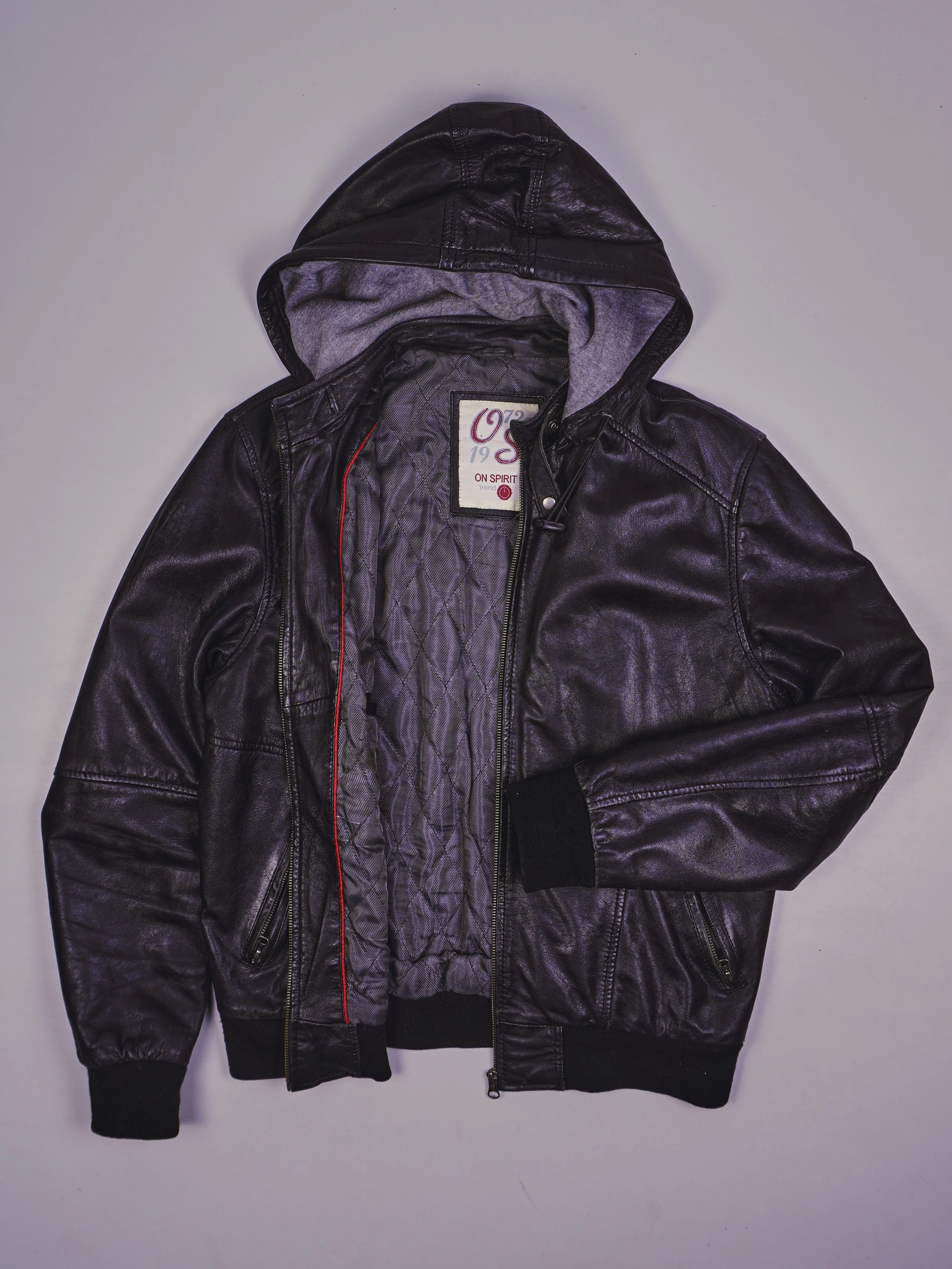 Vintage Kapuzen Lederjacke (M)