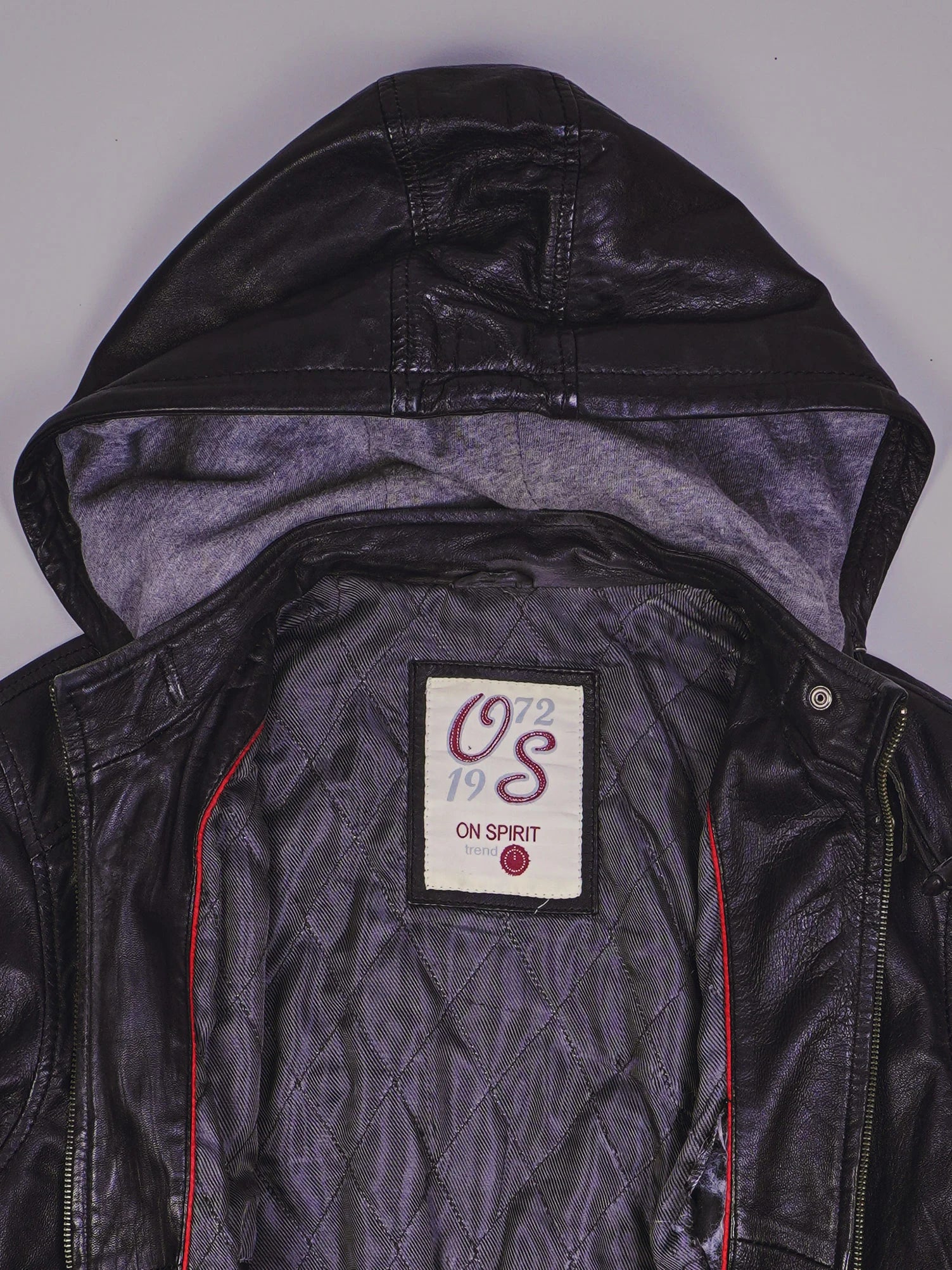 Vintage Kapuzen Lederjacke (M)