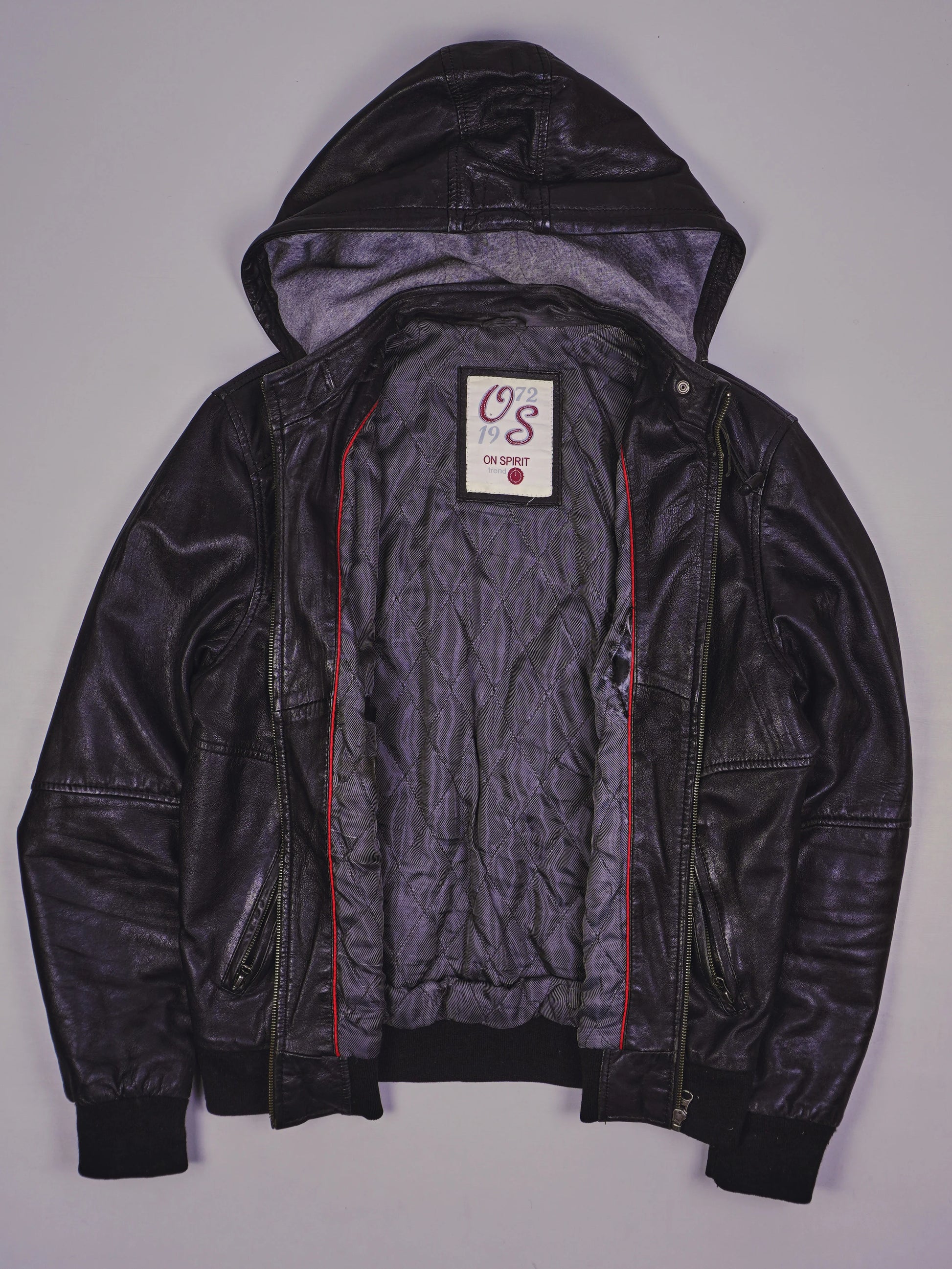 Vintage Kapuzen Lederjacke (M)