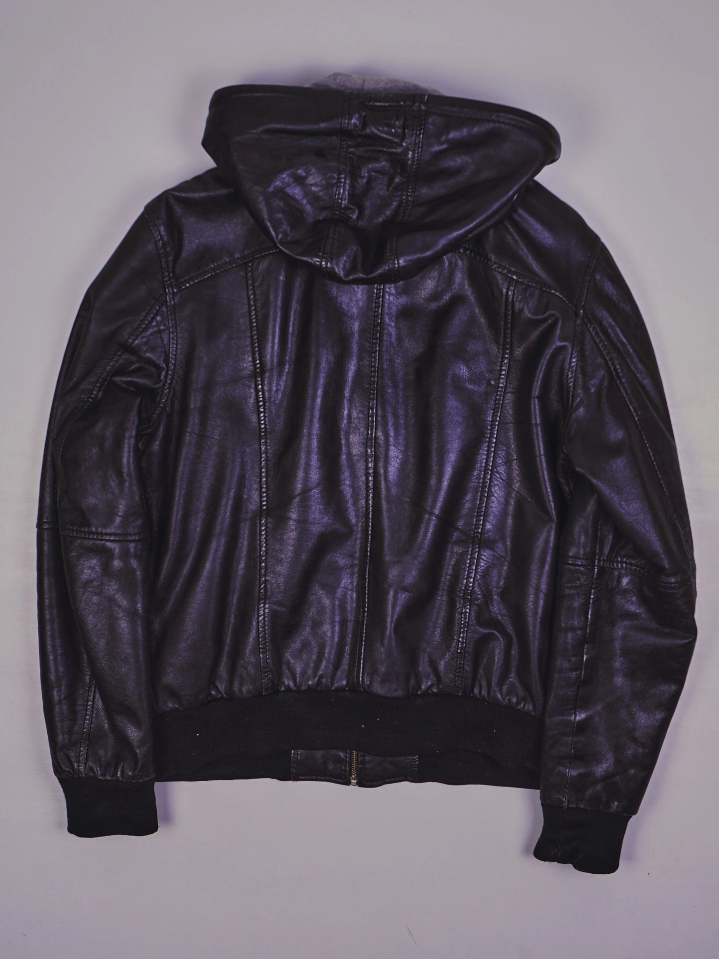 Vintage Kapuzen Lederjacke (M)