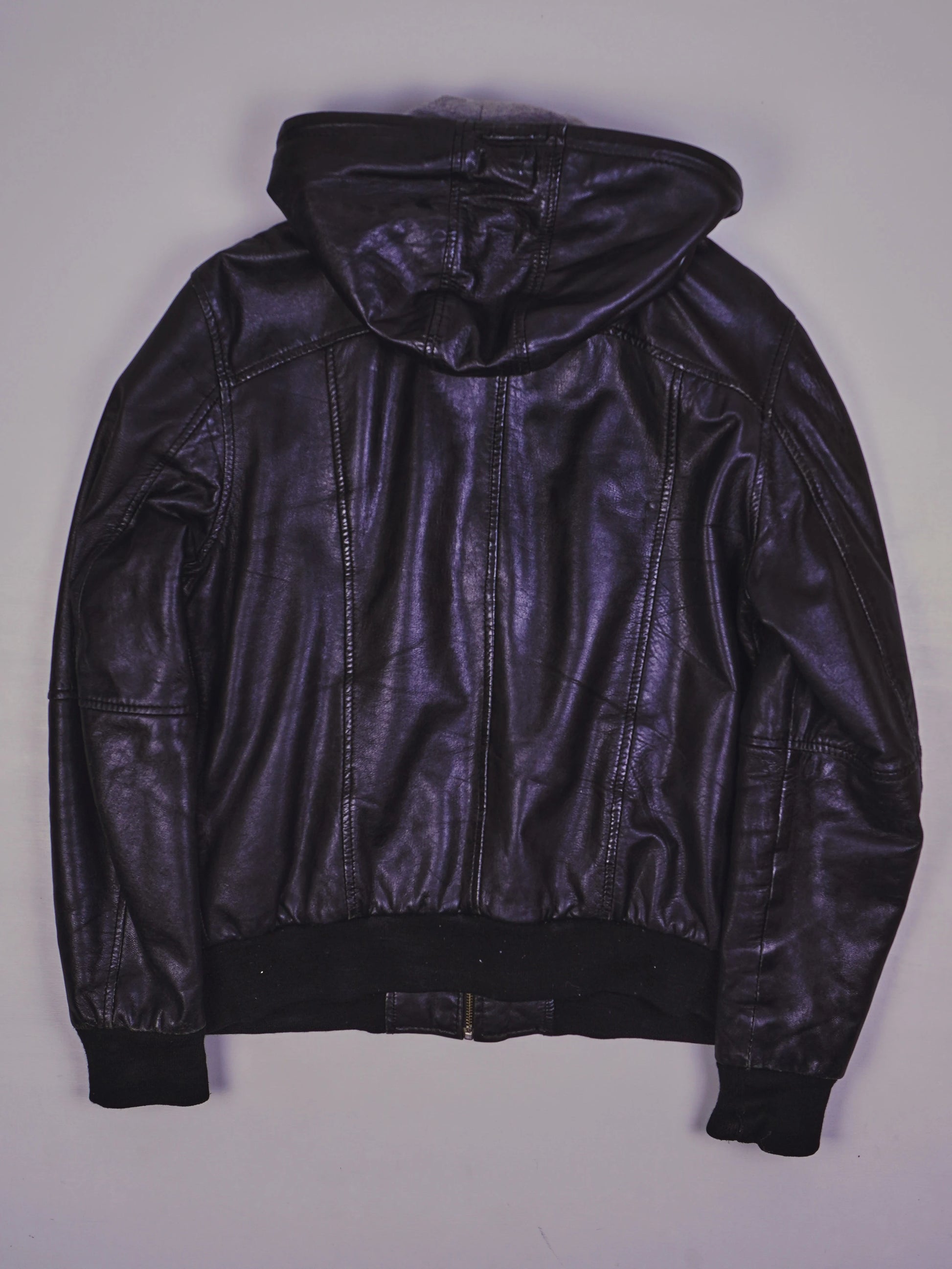Vintage Kapuzen Lederjacke (M)