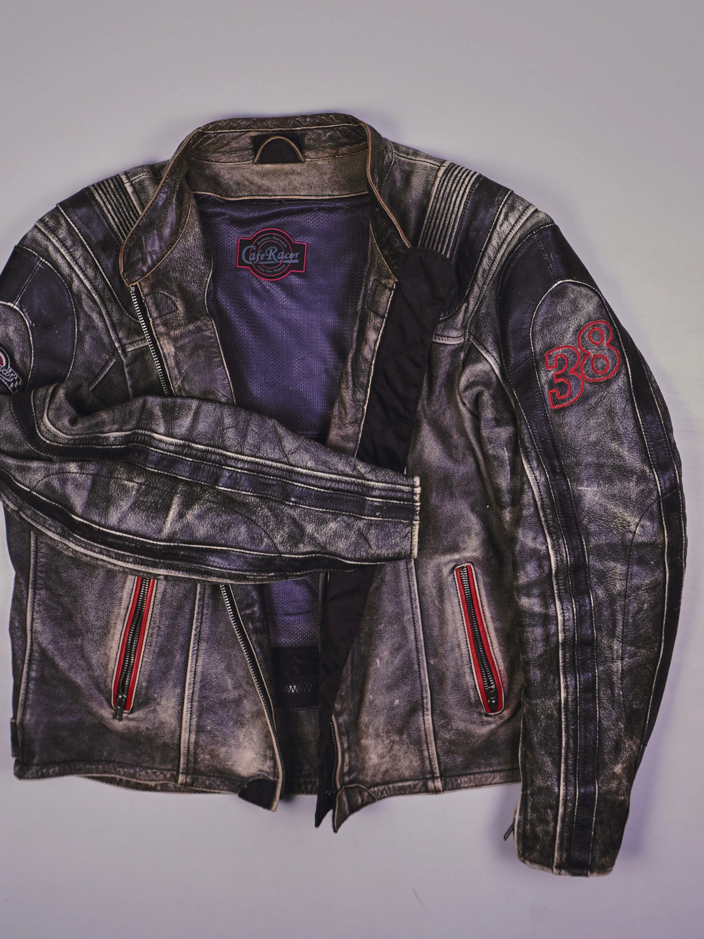 Vintage Cafe Racer Racing Lederjacke (L)