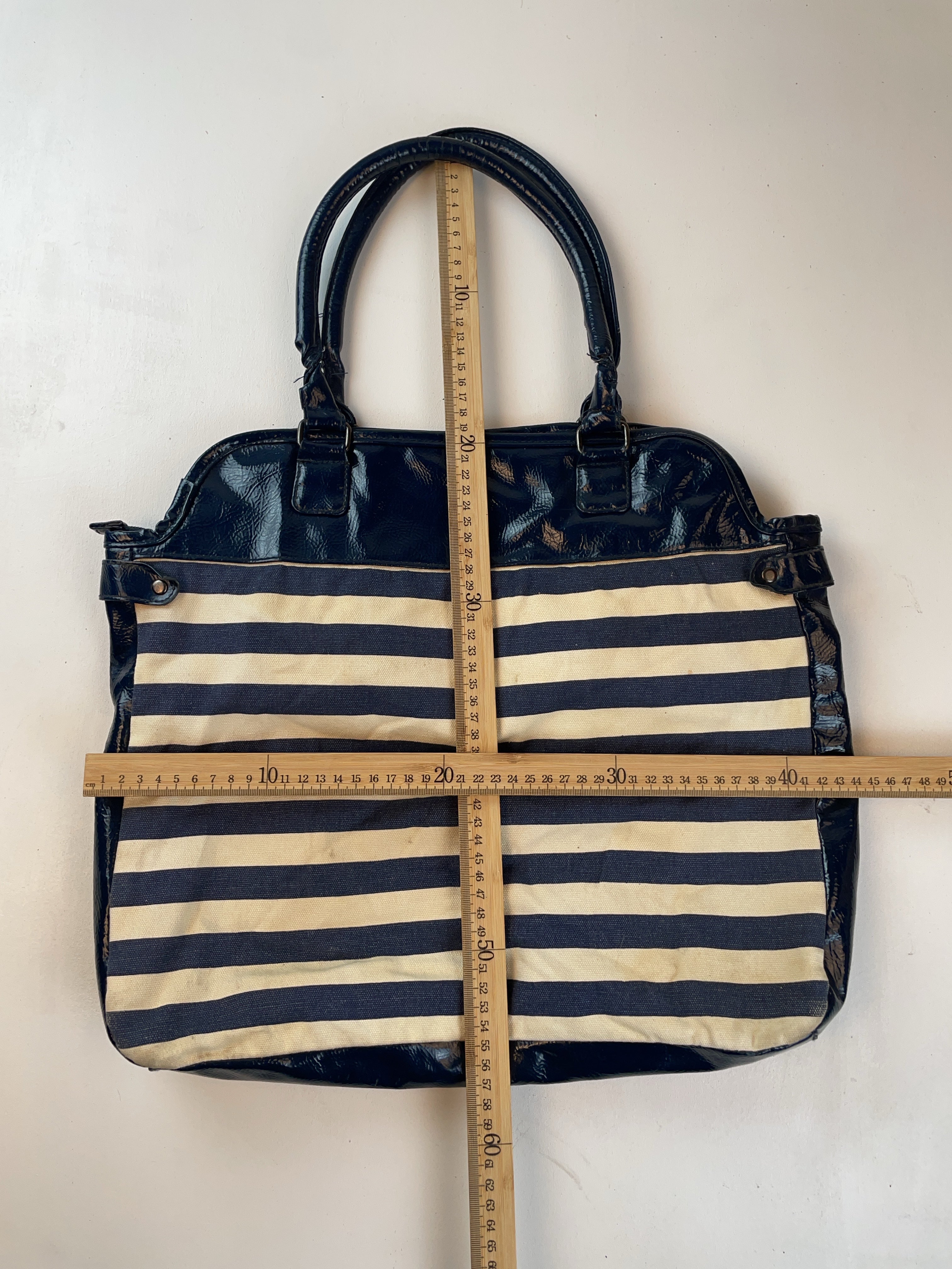 Streifen Shopper Tasche Marineblau Y2k