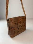 Vintage Schlangenleder Optik 80s 90s Shoulder Tasche Braun