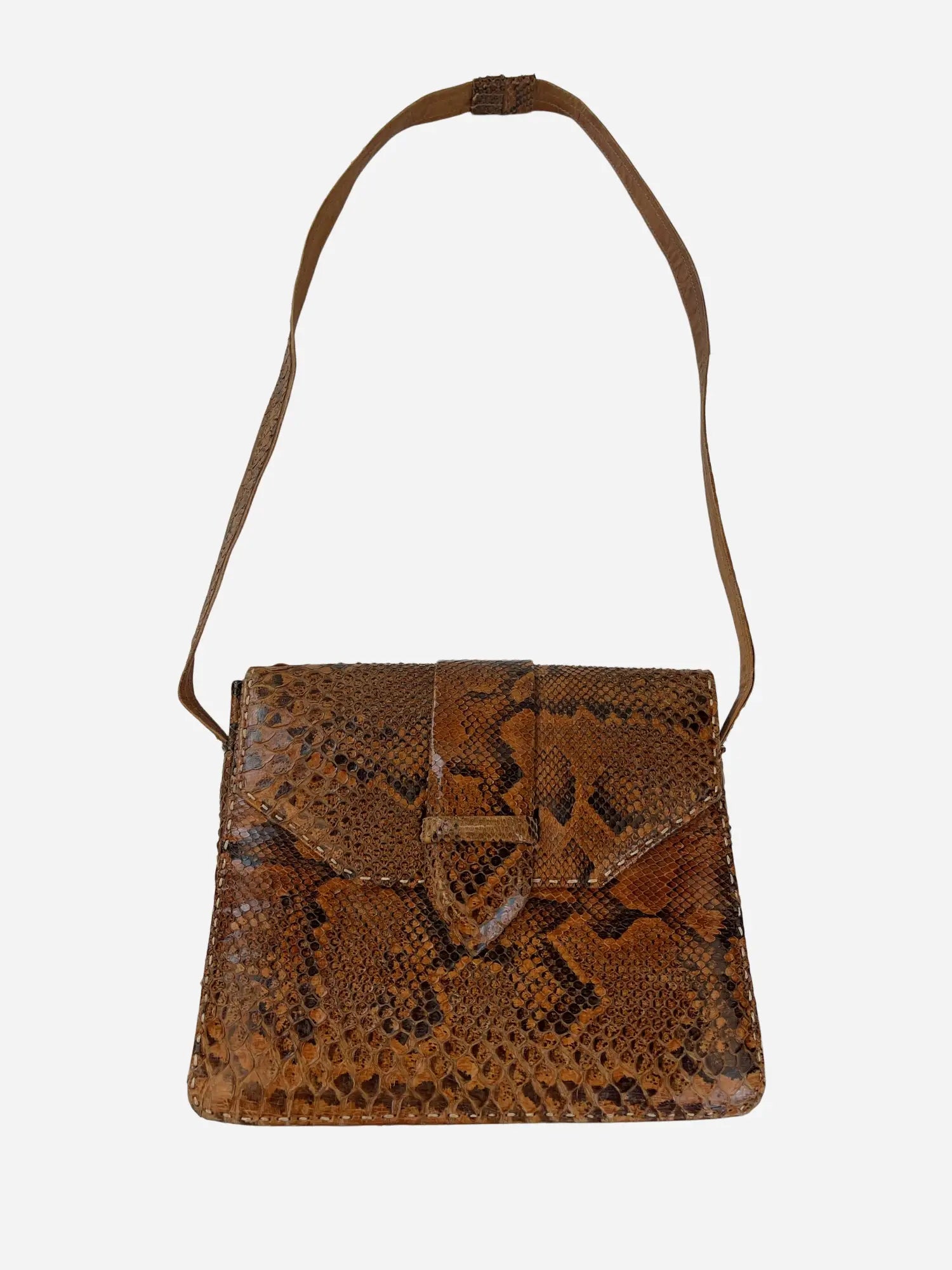 Vintage Schlangenleder Optik 80s 90s Shoulder Tasche Braun