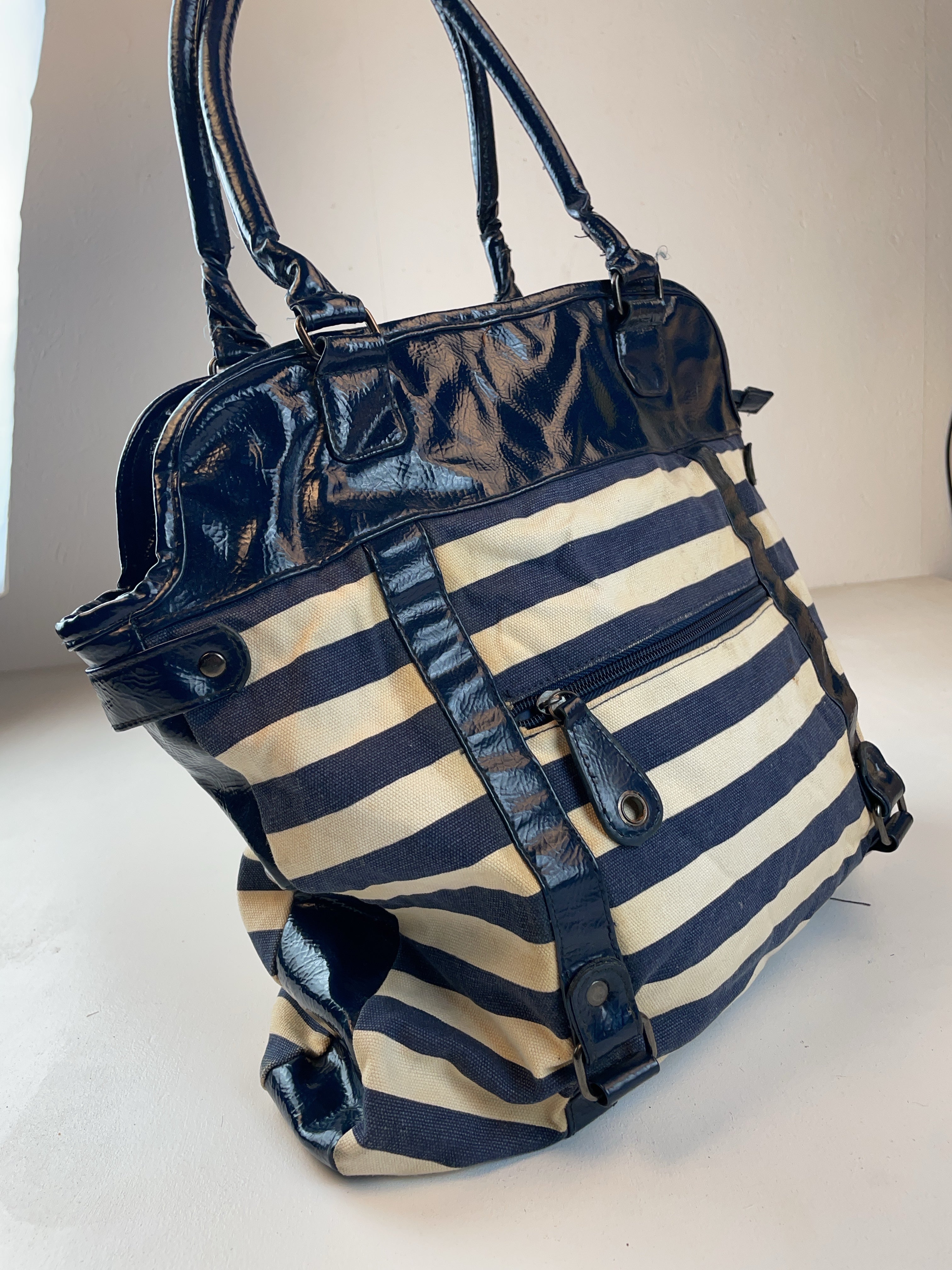 Streifen Shopper Tasche Marineblau Y2k