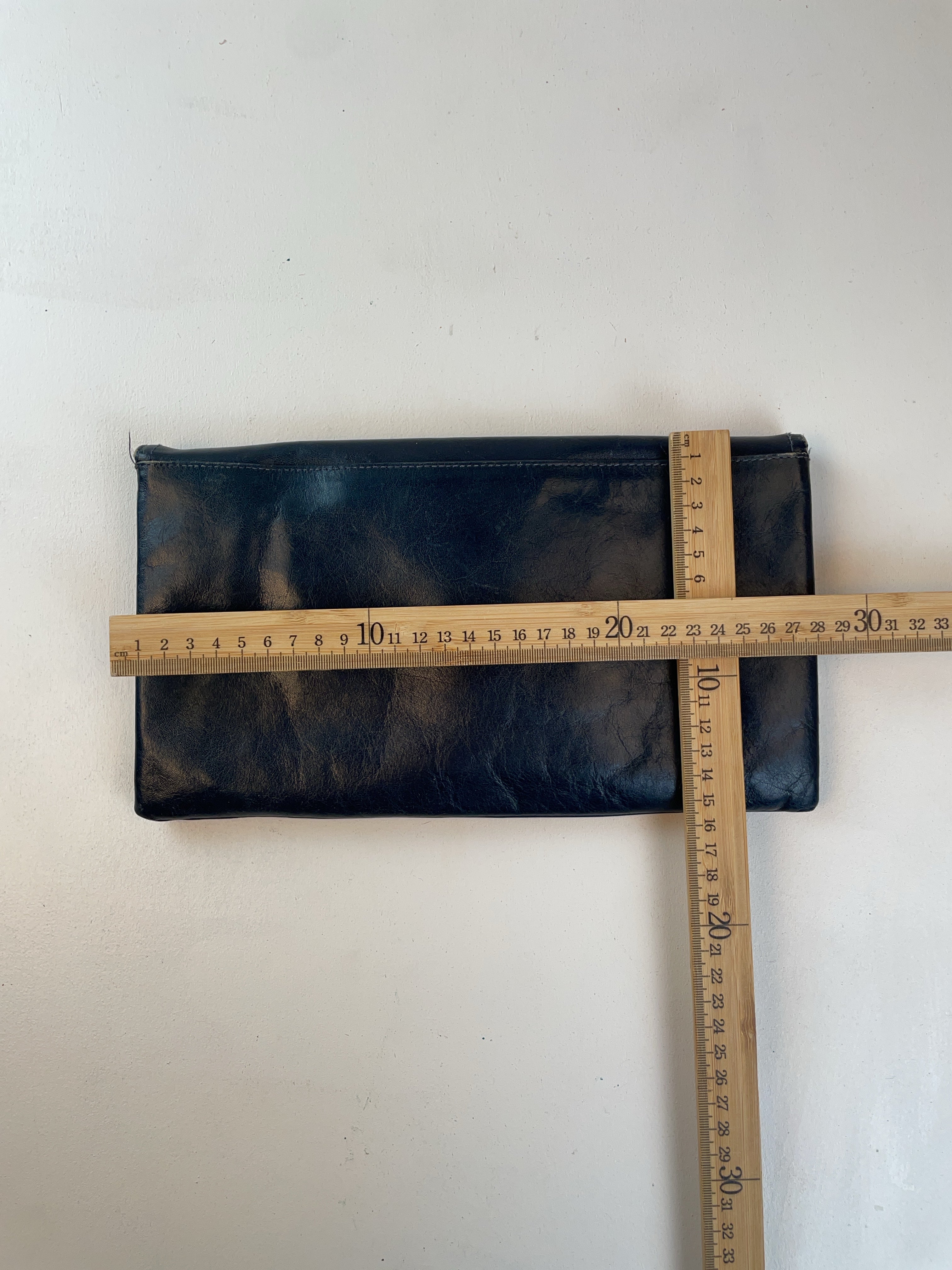 Leder Clutch Tasche Schwarz 80s