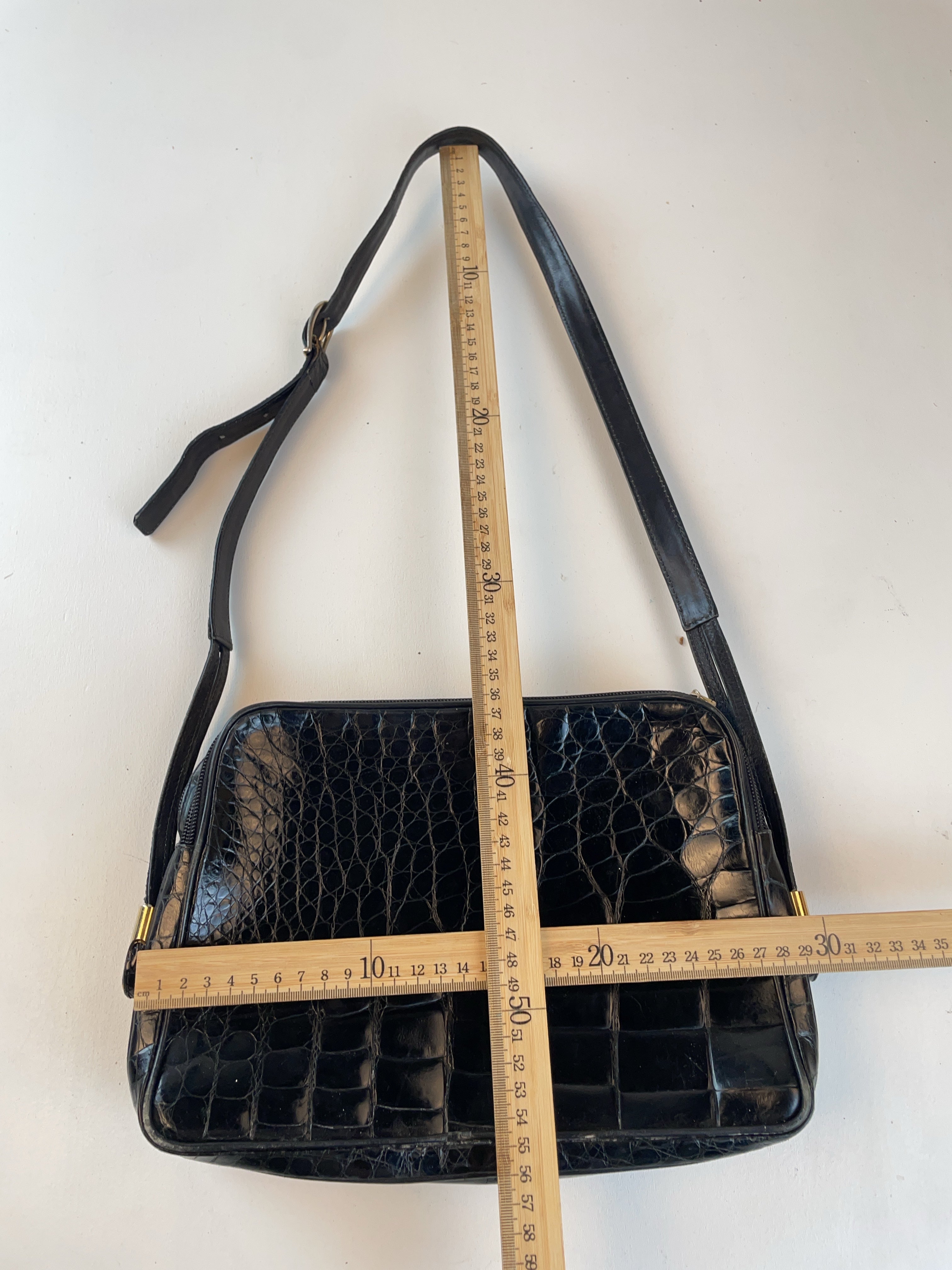 Kroko Schulter Tasche Schwarz Y2k