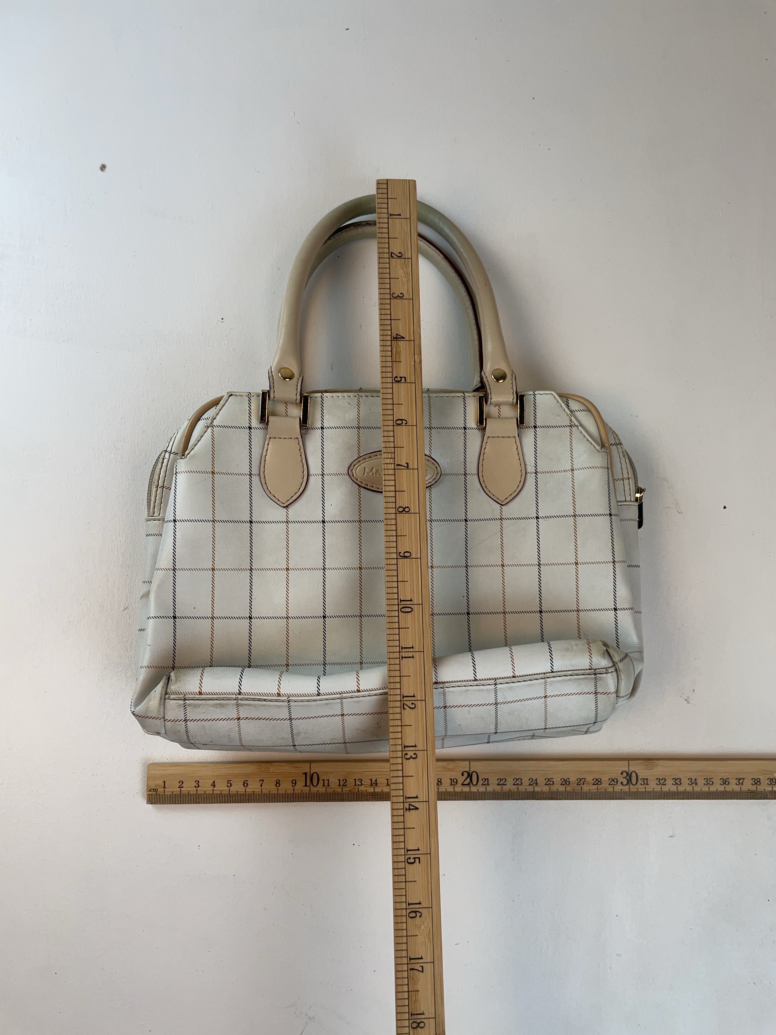 Y2K Karo Y2k Bowlingstyle Tasche Weiß