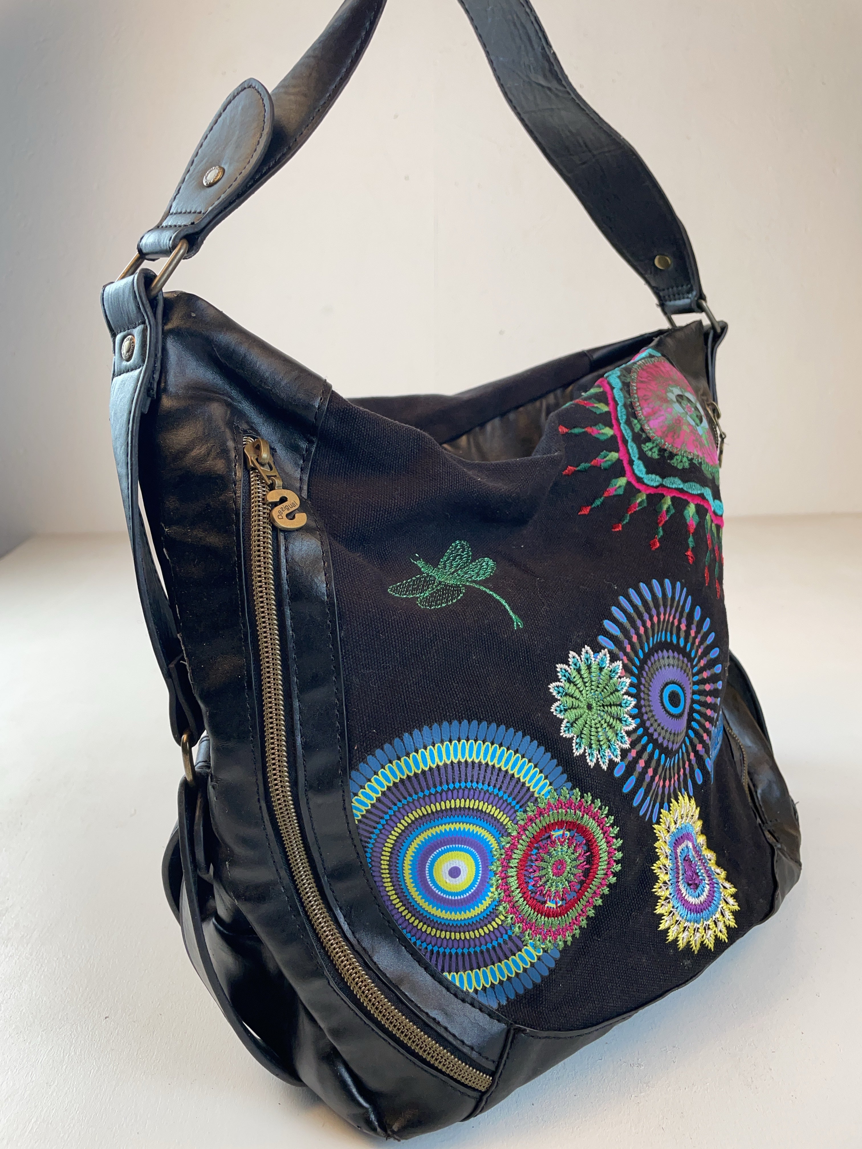 Desigual Schulter Tasche Schwarz Y2k