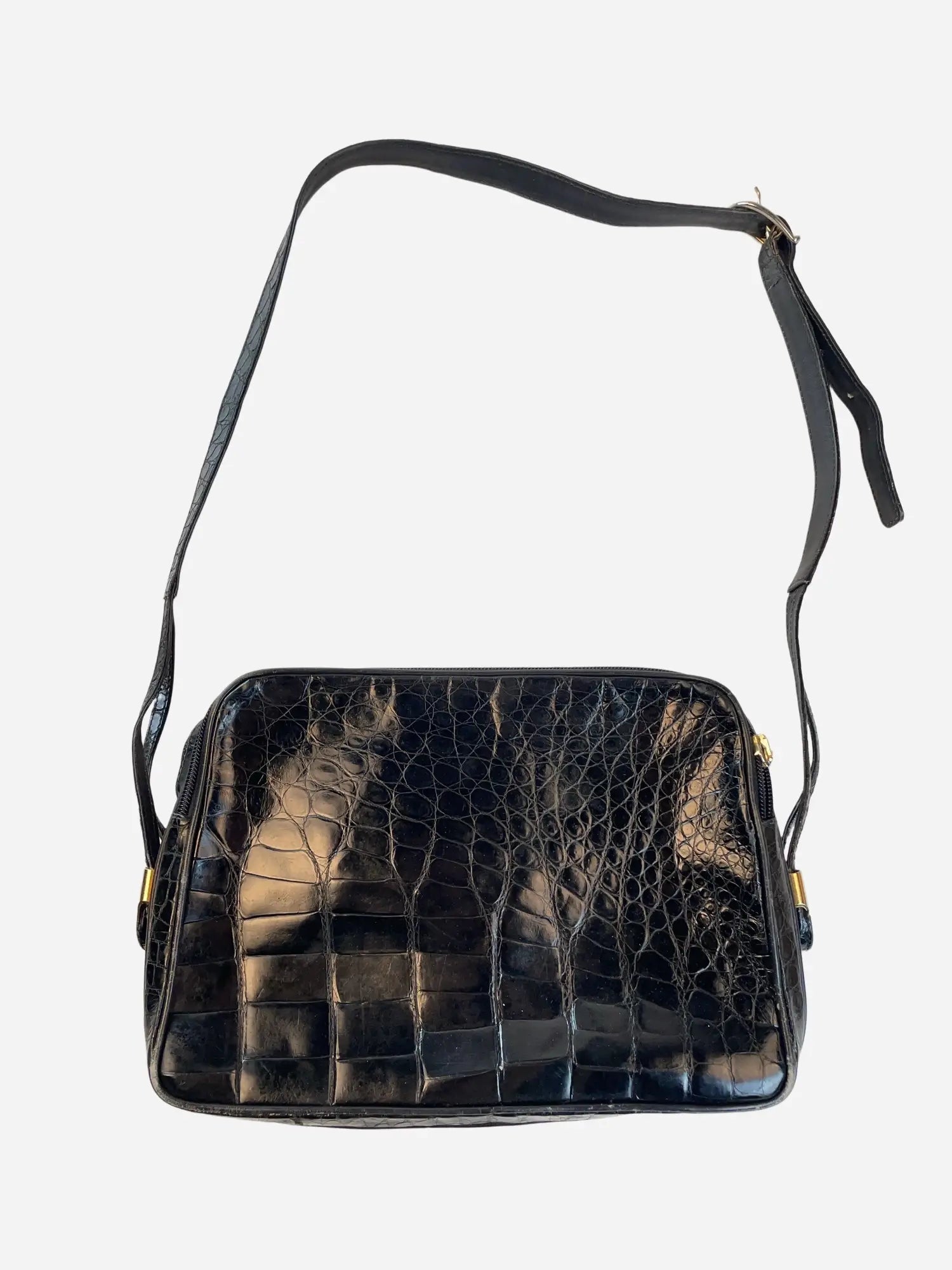 Kroko Schulter Tasche Schwarz Y2k