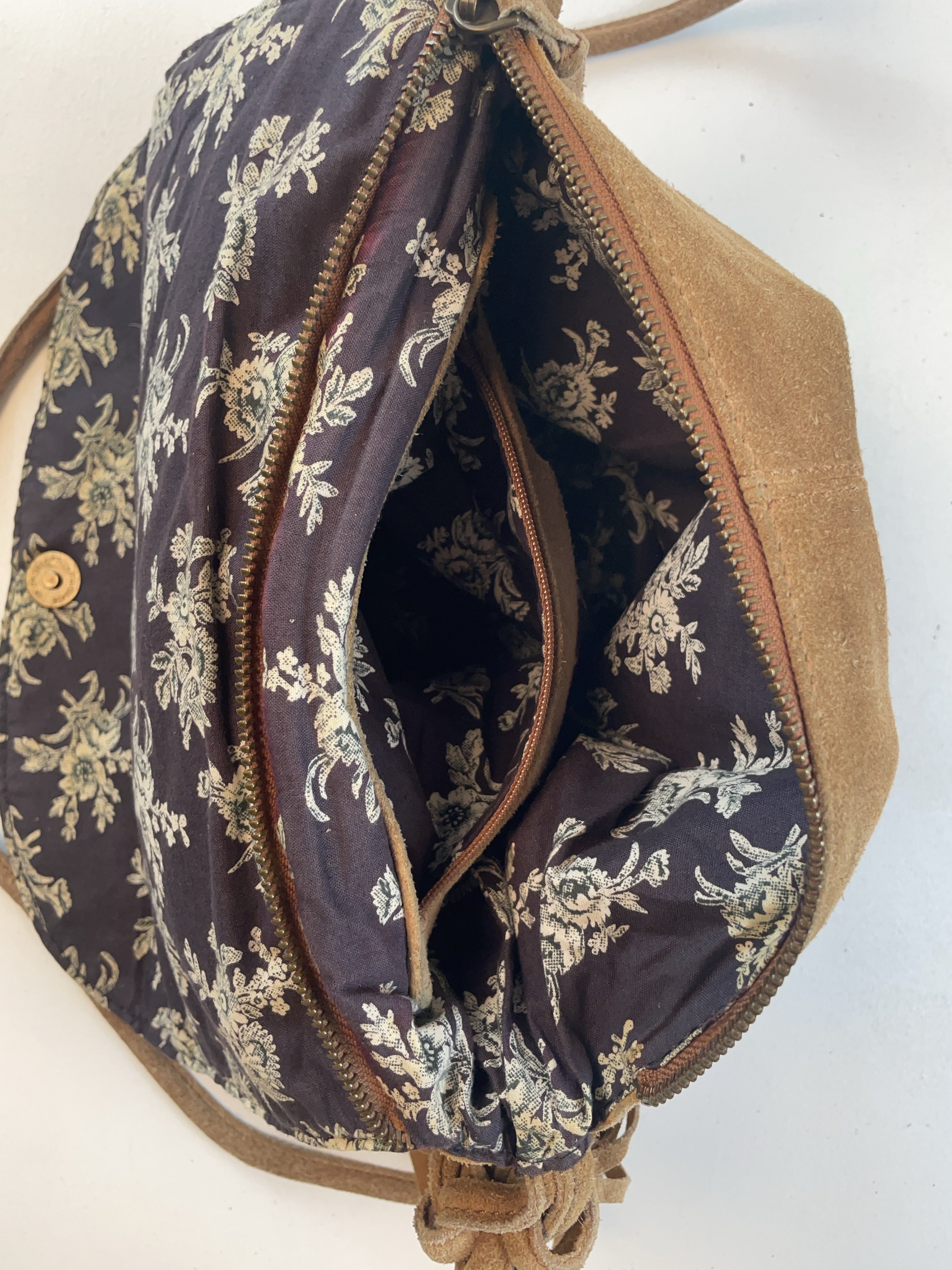 Veloursleder Boho Tasche Braun Y2k