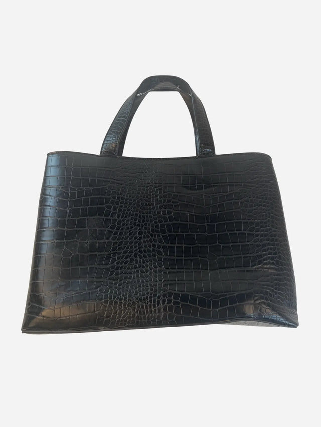 Kroko-prägung Shopper Tasche Schwarz Y2k