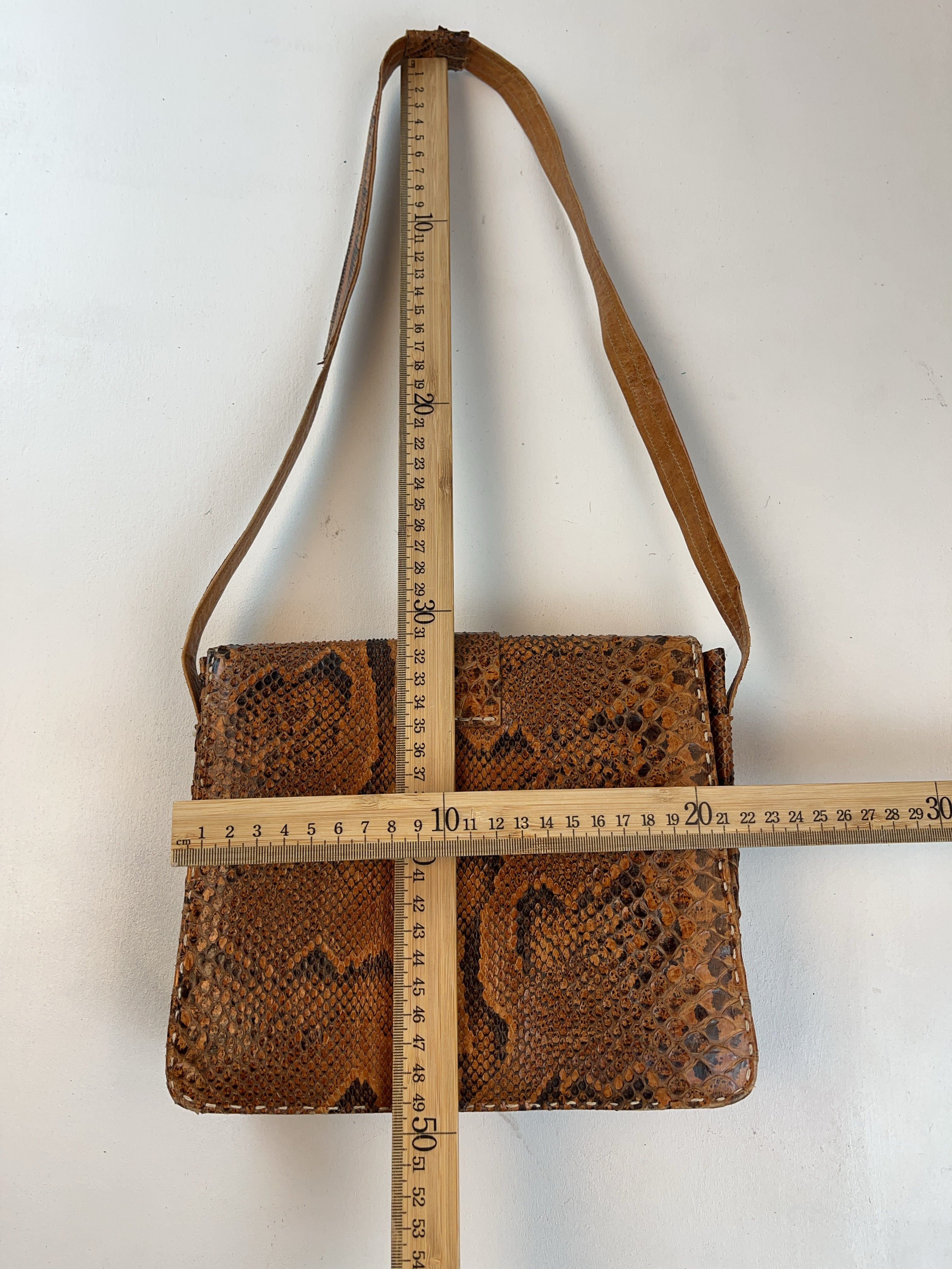 Vintage Schlangenleder Optik 80s 90s Shoulder Tasche Braun