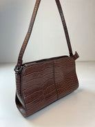 Y2k Baguette Krokooptik Tasche Braun 90s