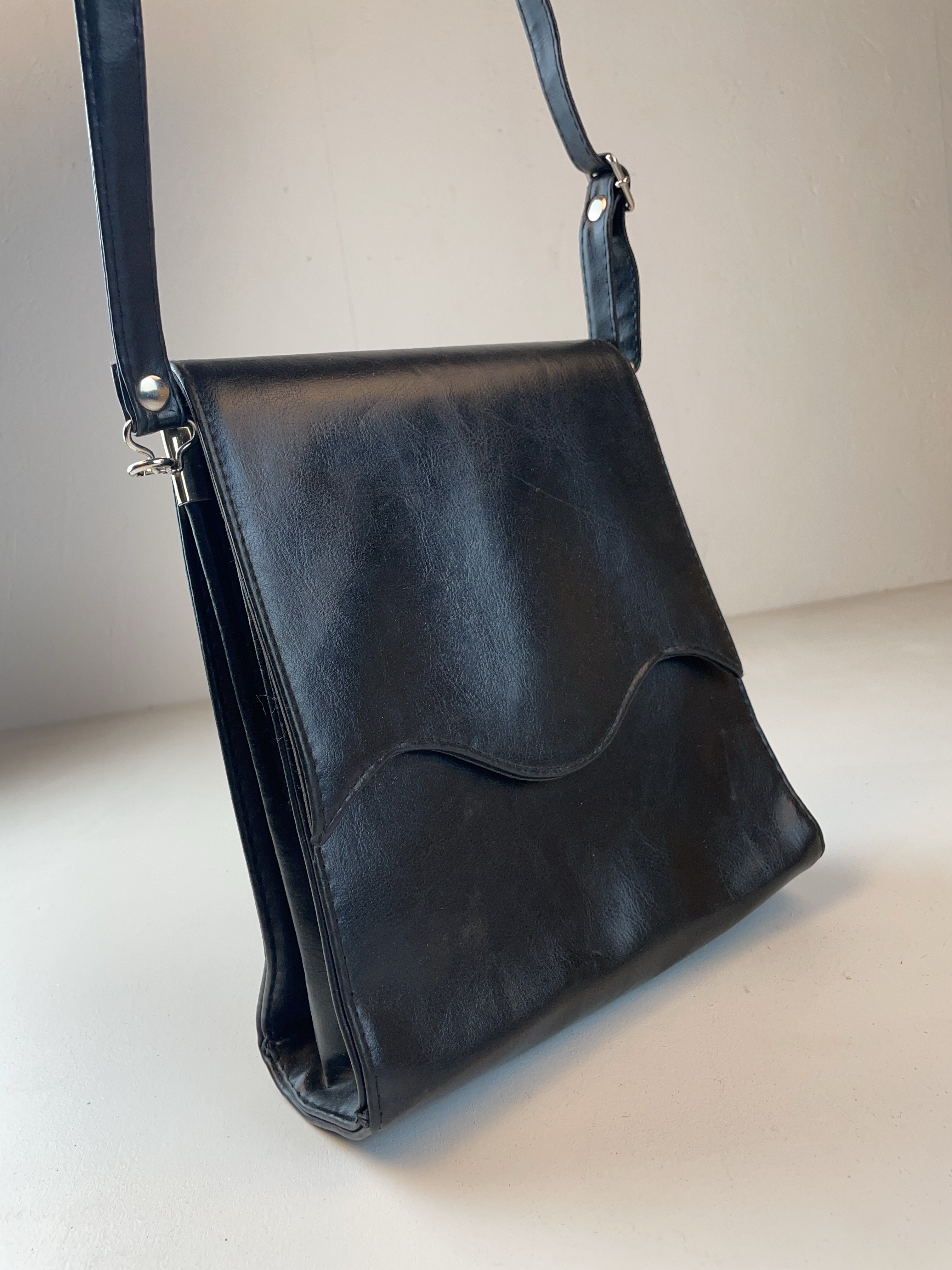 Kunstleder Schulter Tasche Schwarz Y2k
