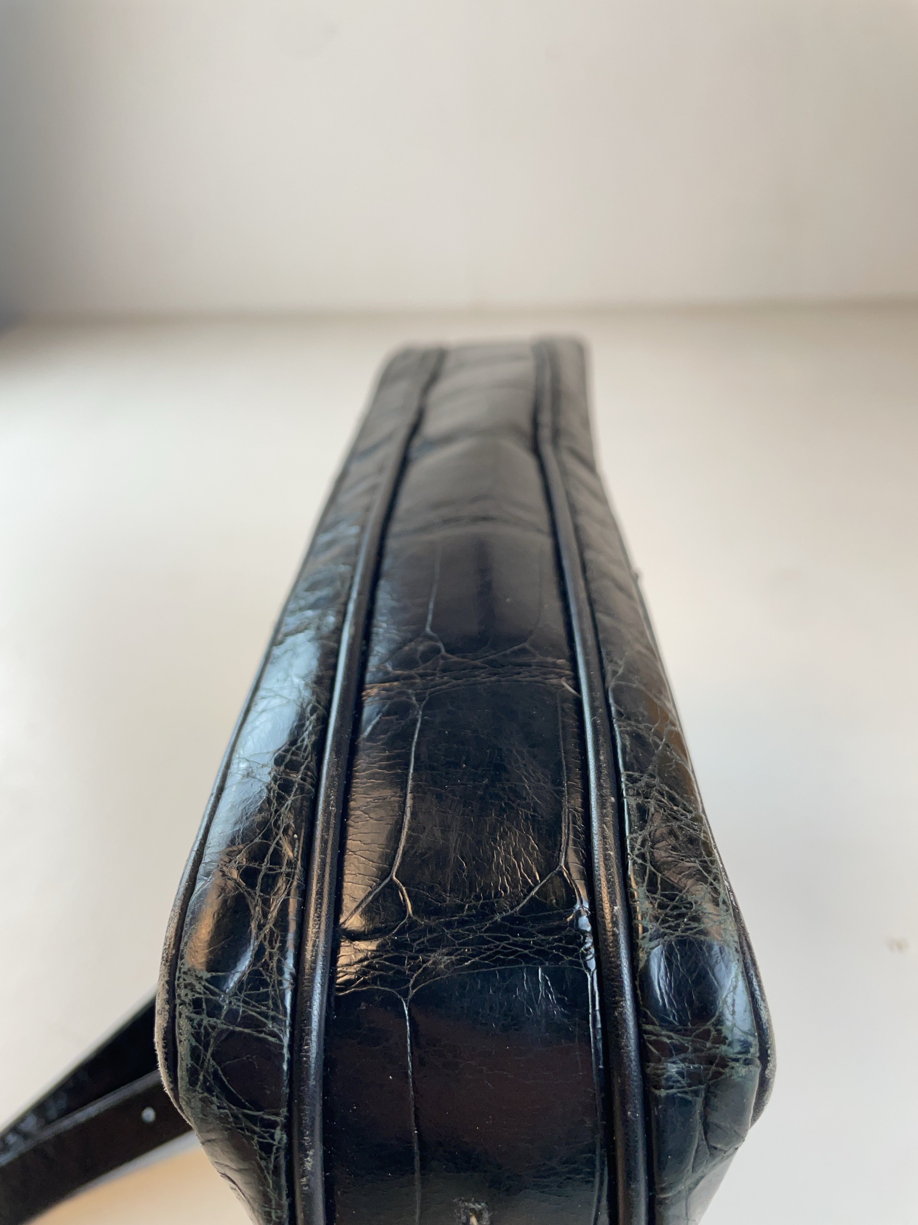 Kroko Schulter Tasche Schwarz Y2k