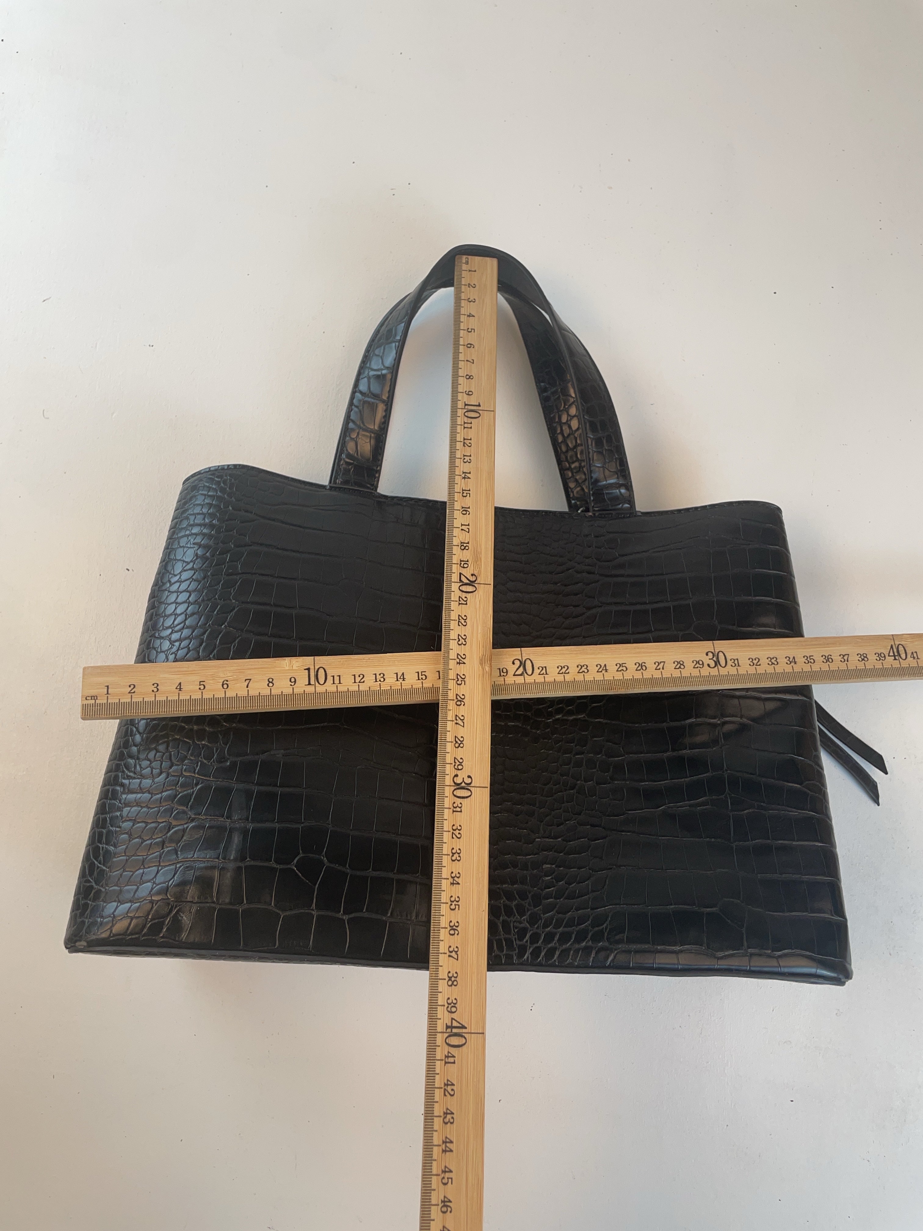 Kroko-prägung Shopper Tasche Schwarz Y2k