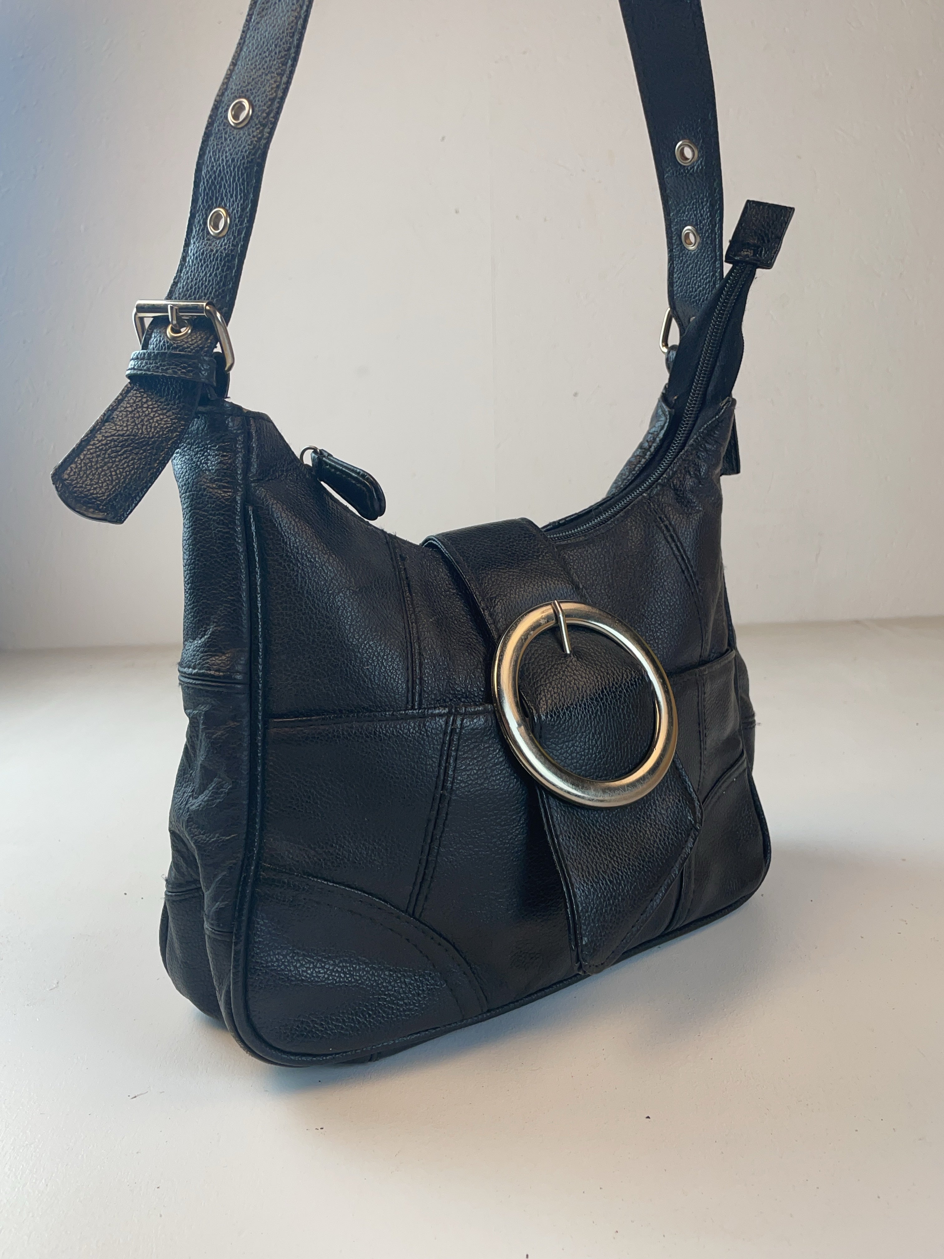 Patchwork Schulter Tasche Schwarz Y2k