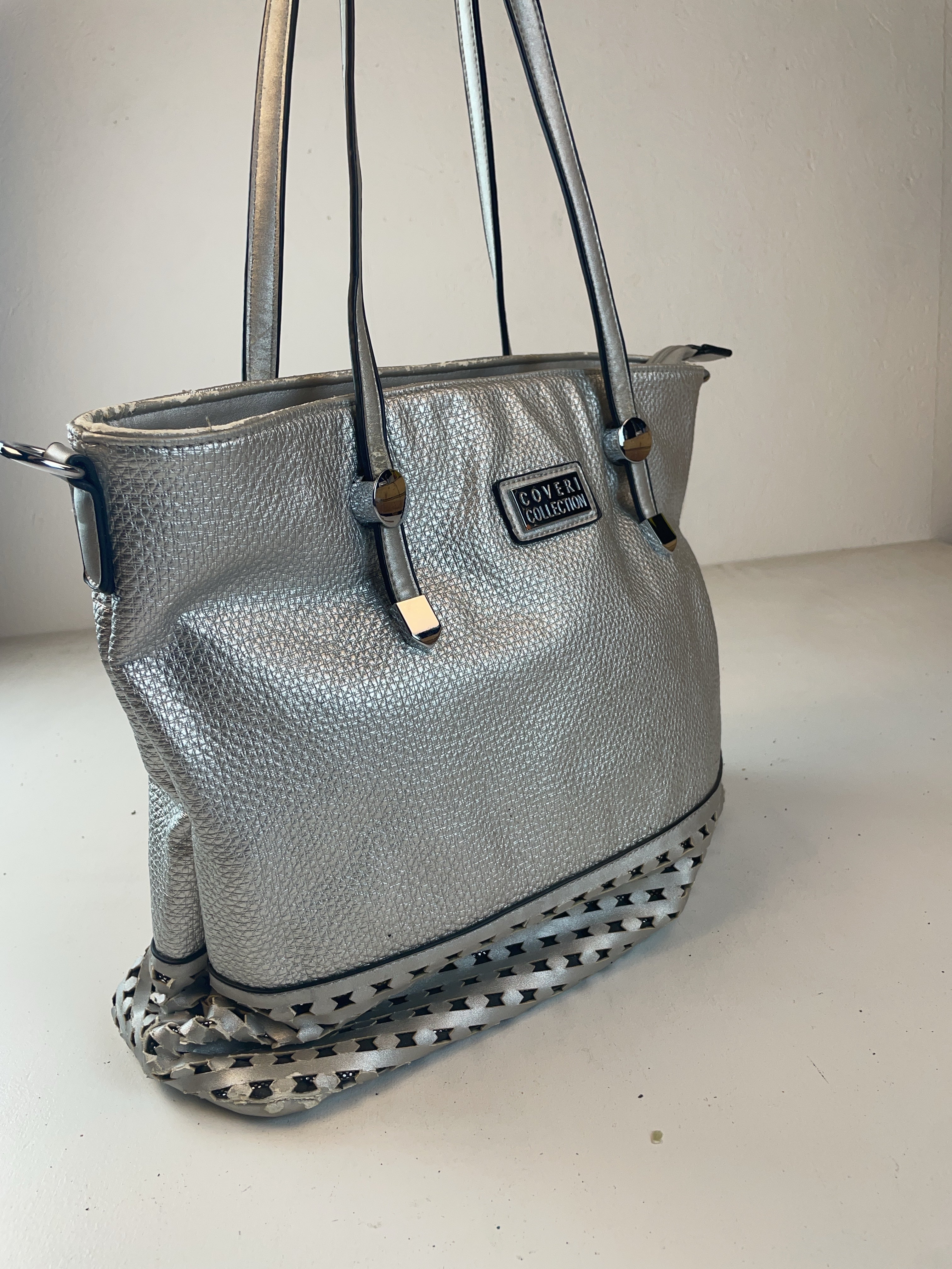 Coveri Collection Shopper Tasche Silber Y2k