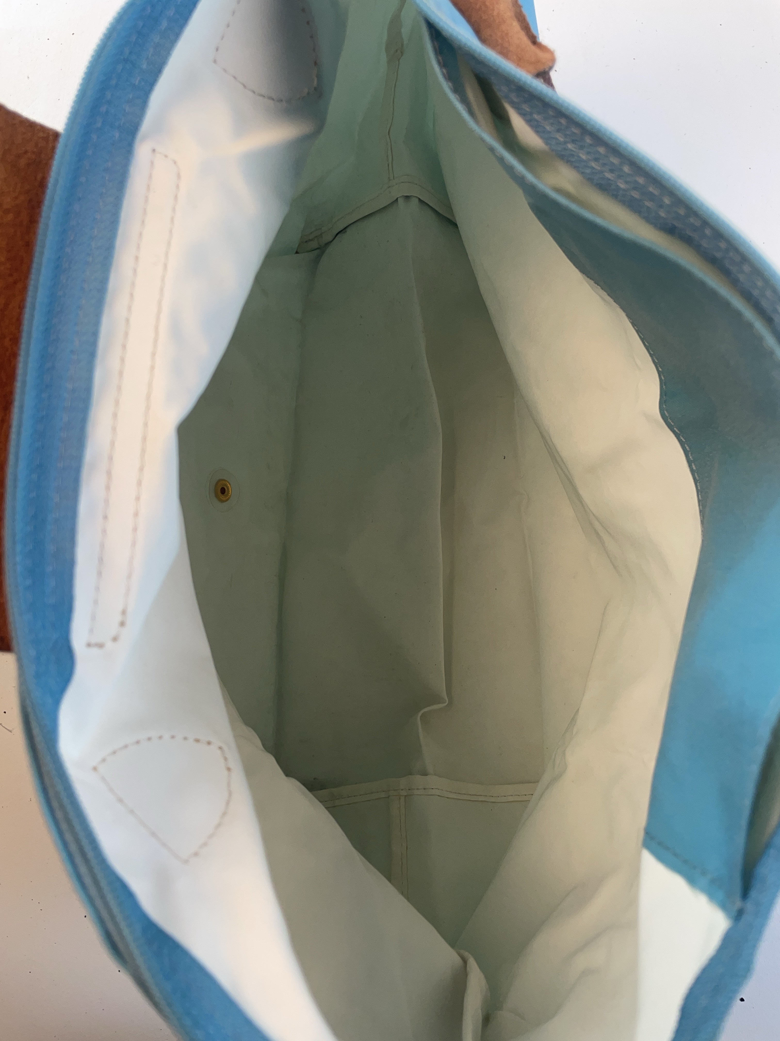 Lederpatch Shopper Tasche Blau Y2k