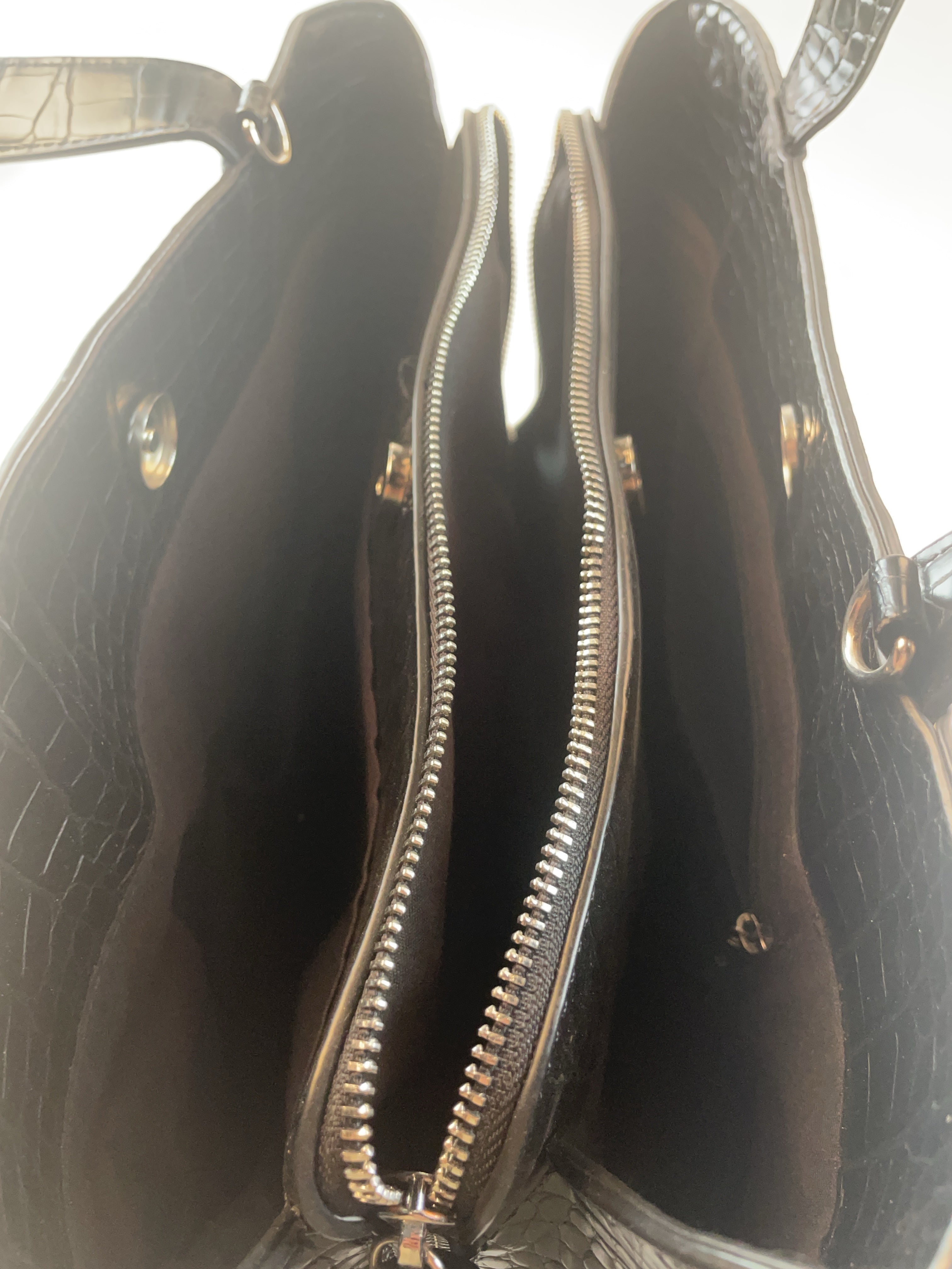 Kroko-prägung Shopper Tasche Schwarz Y2k