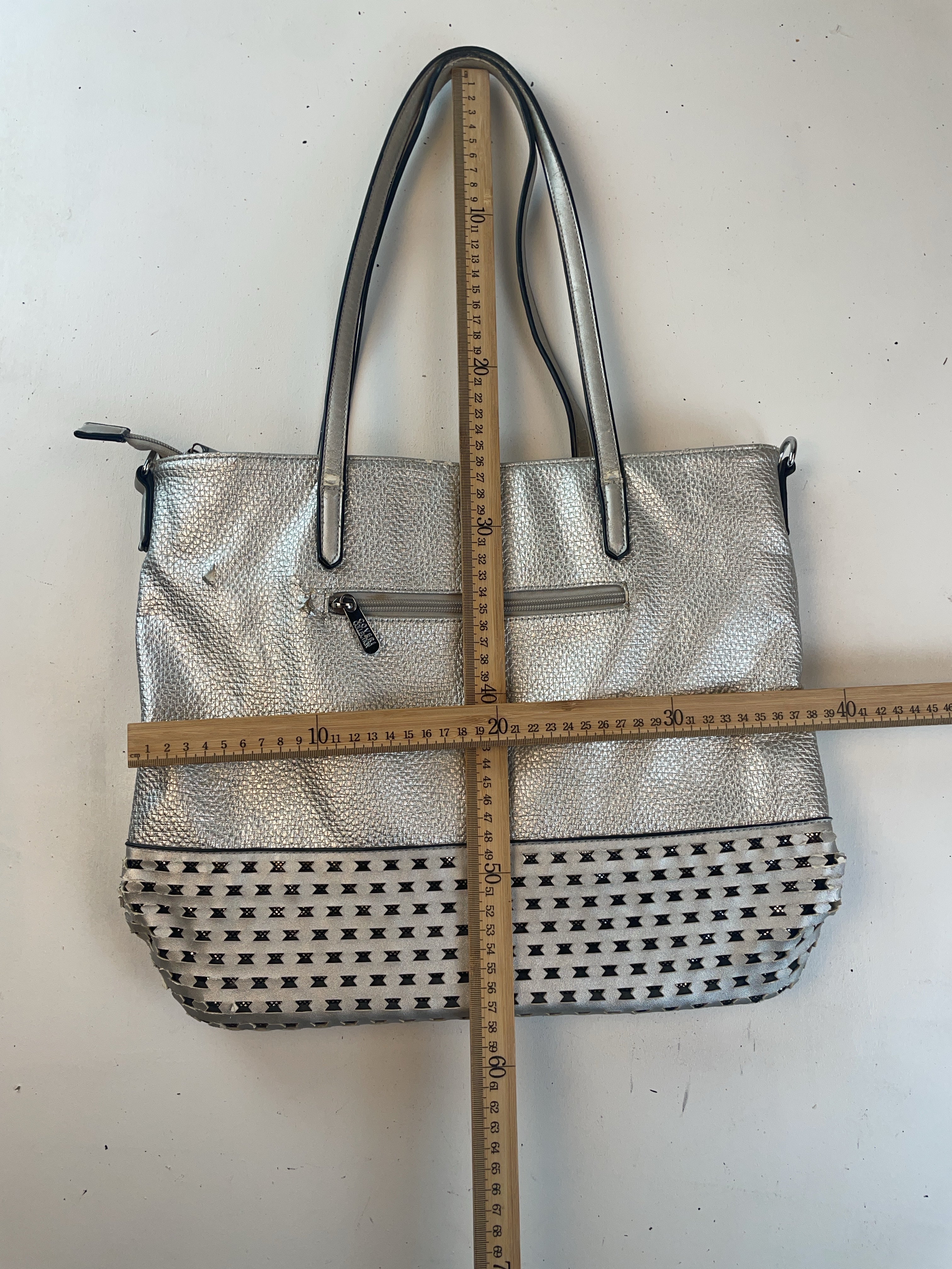 Coveri Collection Shopper Tasche Silber Y2k