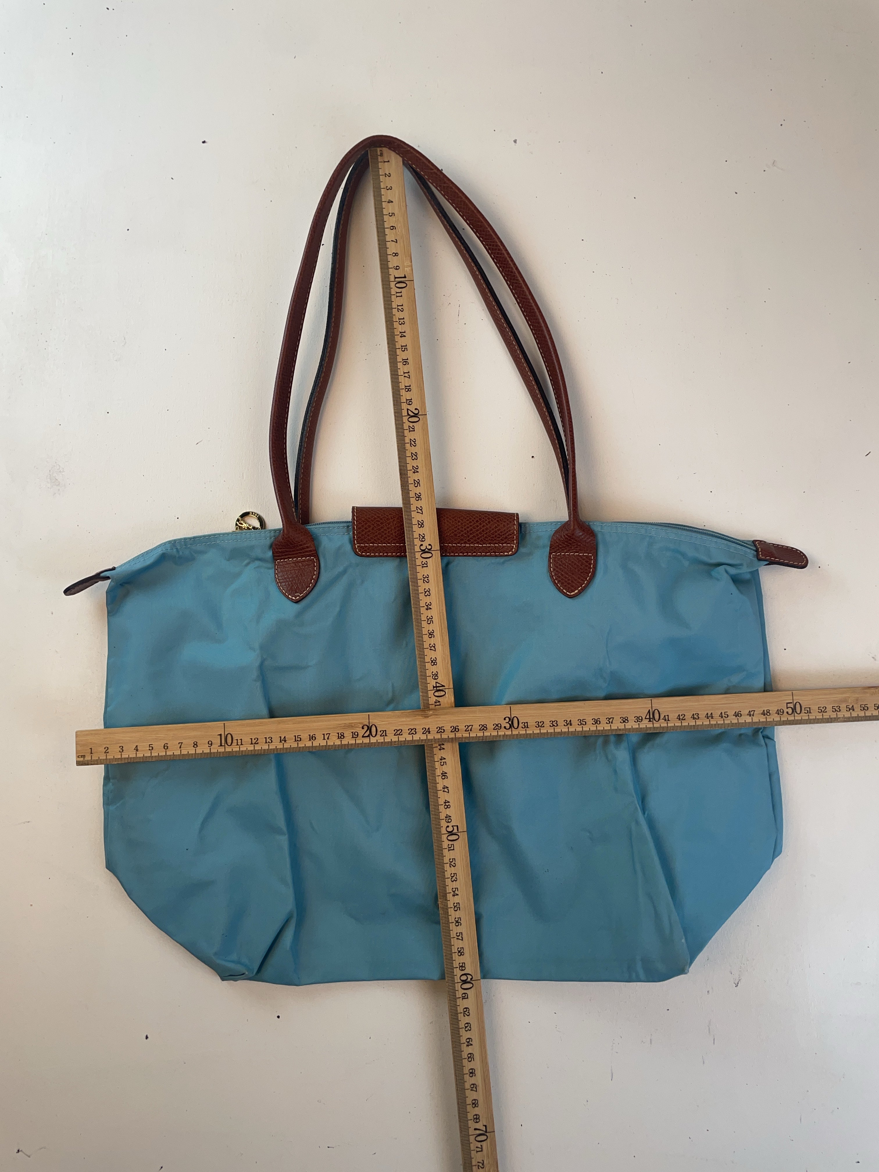 Lederpatch Shopper Tasche Blau Y2k