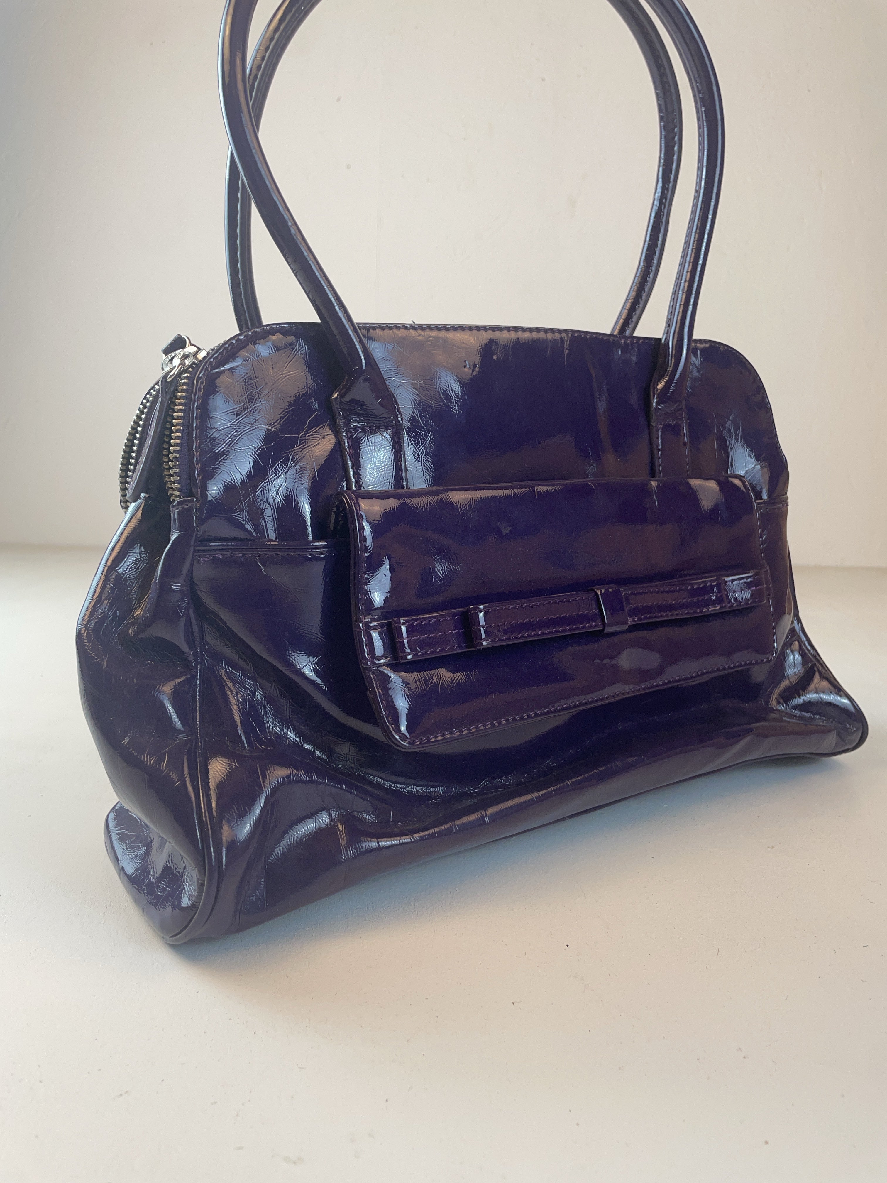 Lackoptik Baguette Tasche Lila Y2k