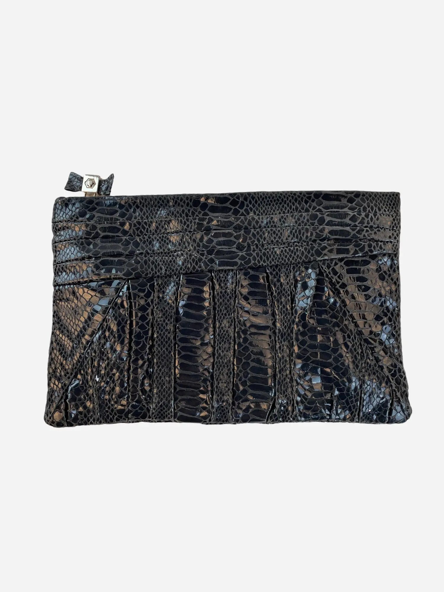 Reptiloptik Clutch Tasche Schwarz Y2k