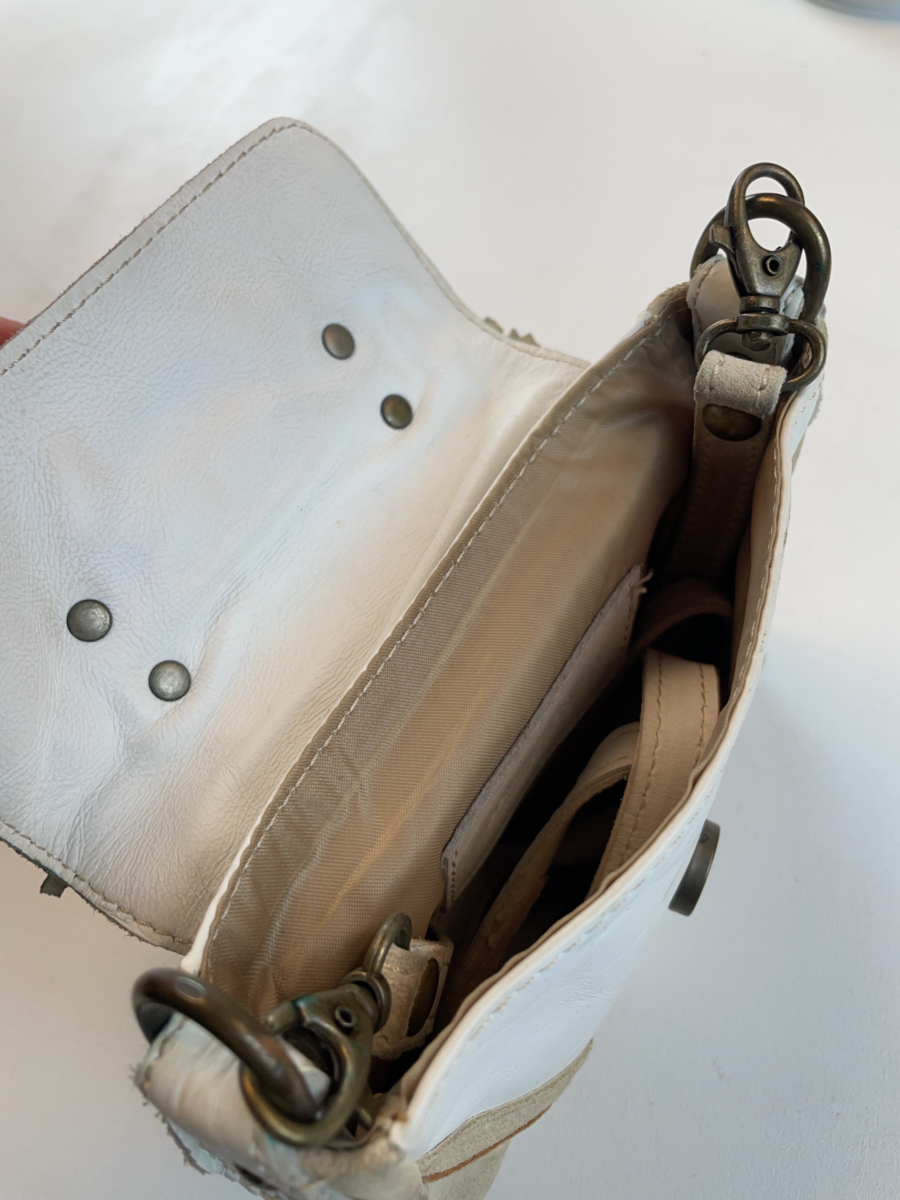 Leder Fransen Tasche Weiß Y2k