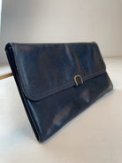 Leder Clutch Tasche Schwarz 80s