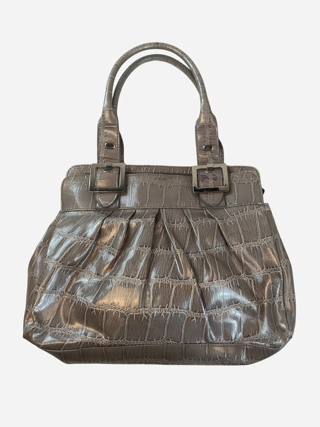 Krokooptik Schulter Tasche Grau Y2k