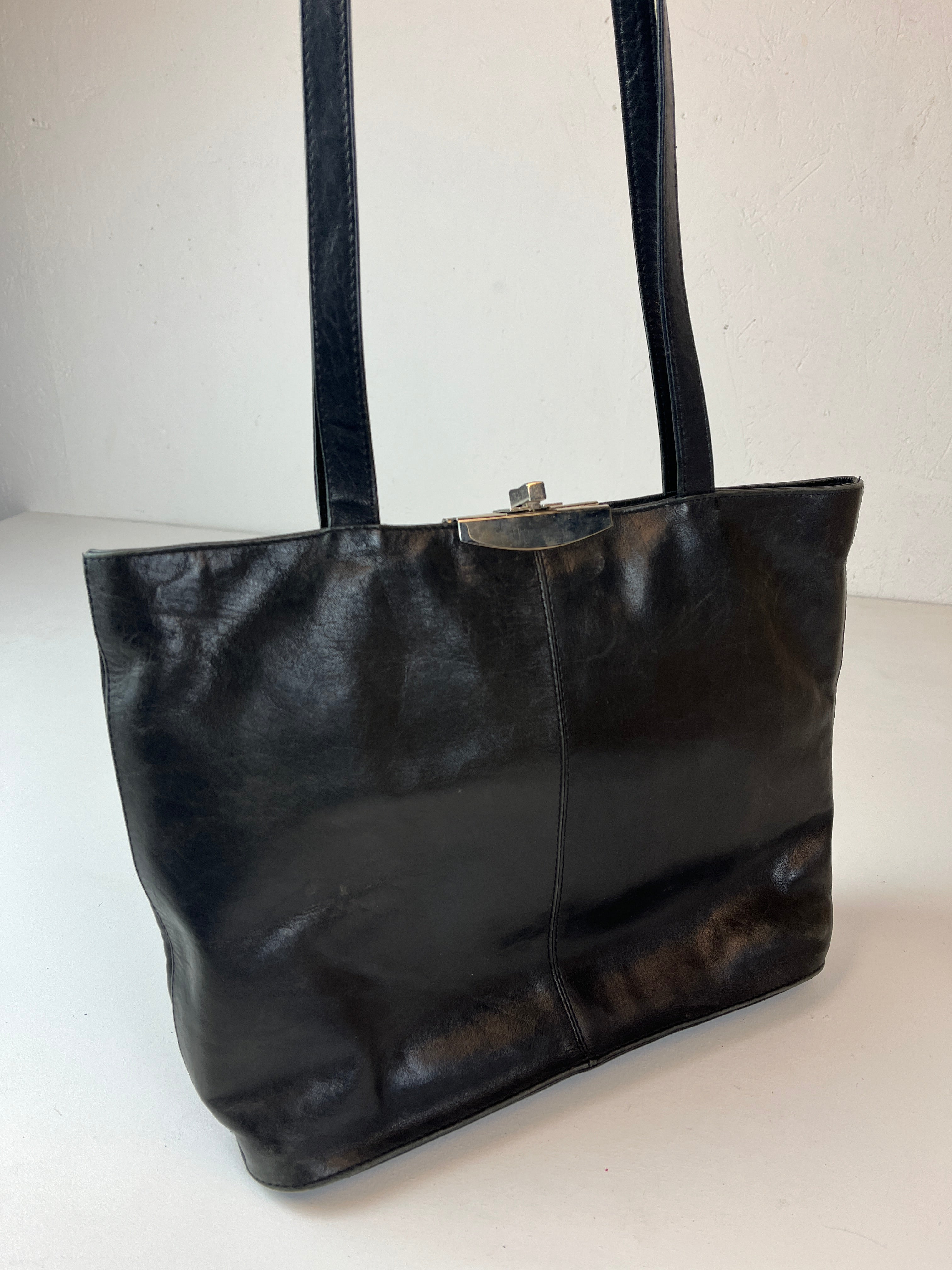 Vintage Leder Tasche Schwarz