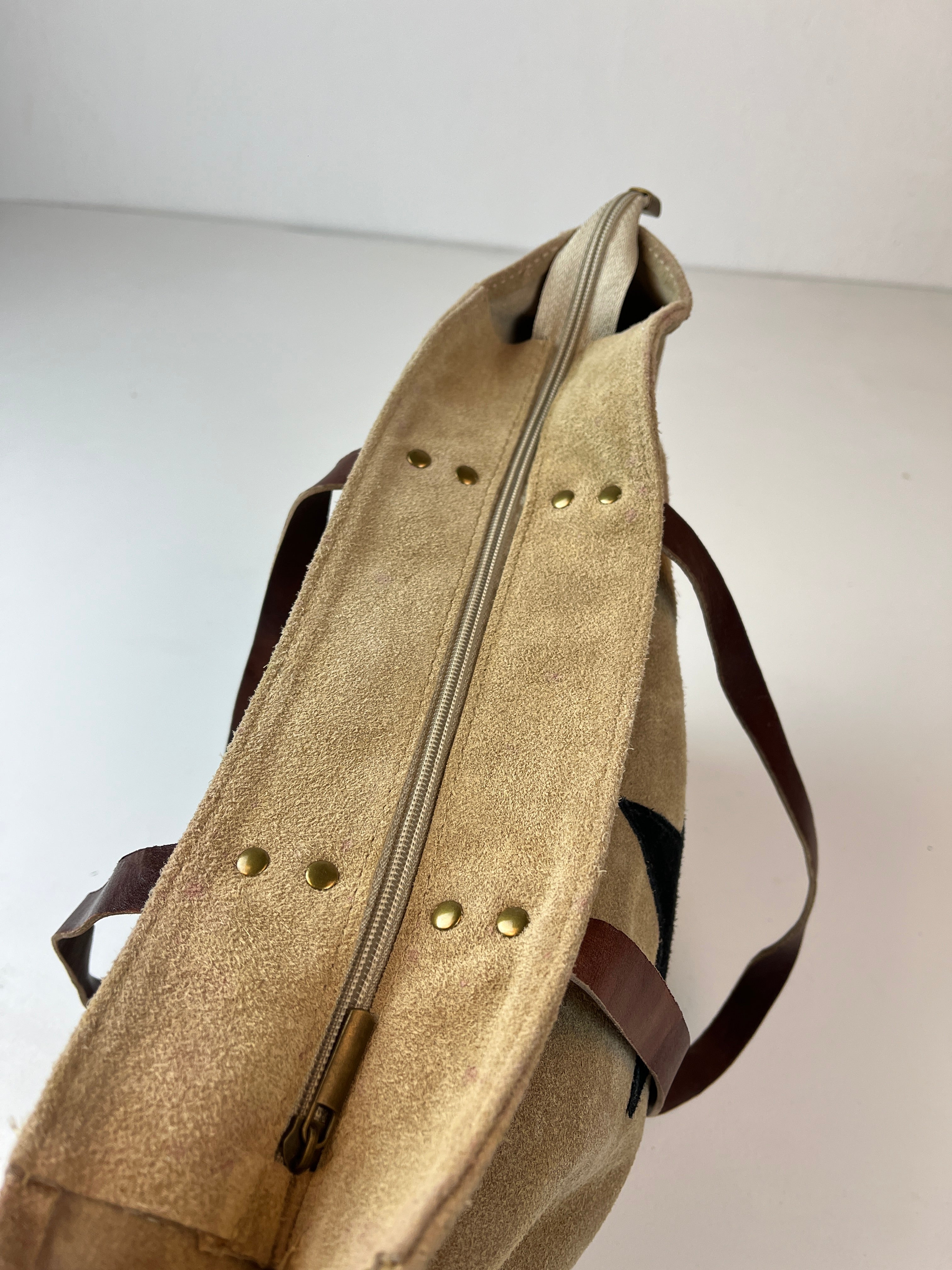 Vintage Leder Stern Tasche Beige